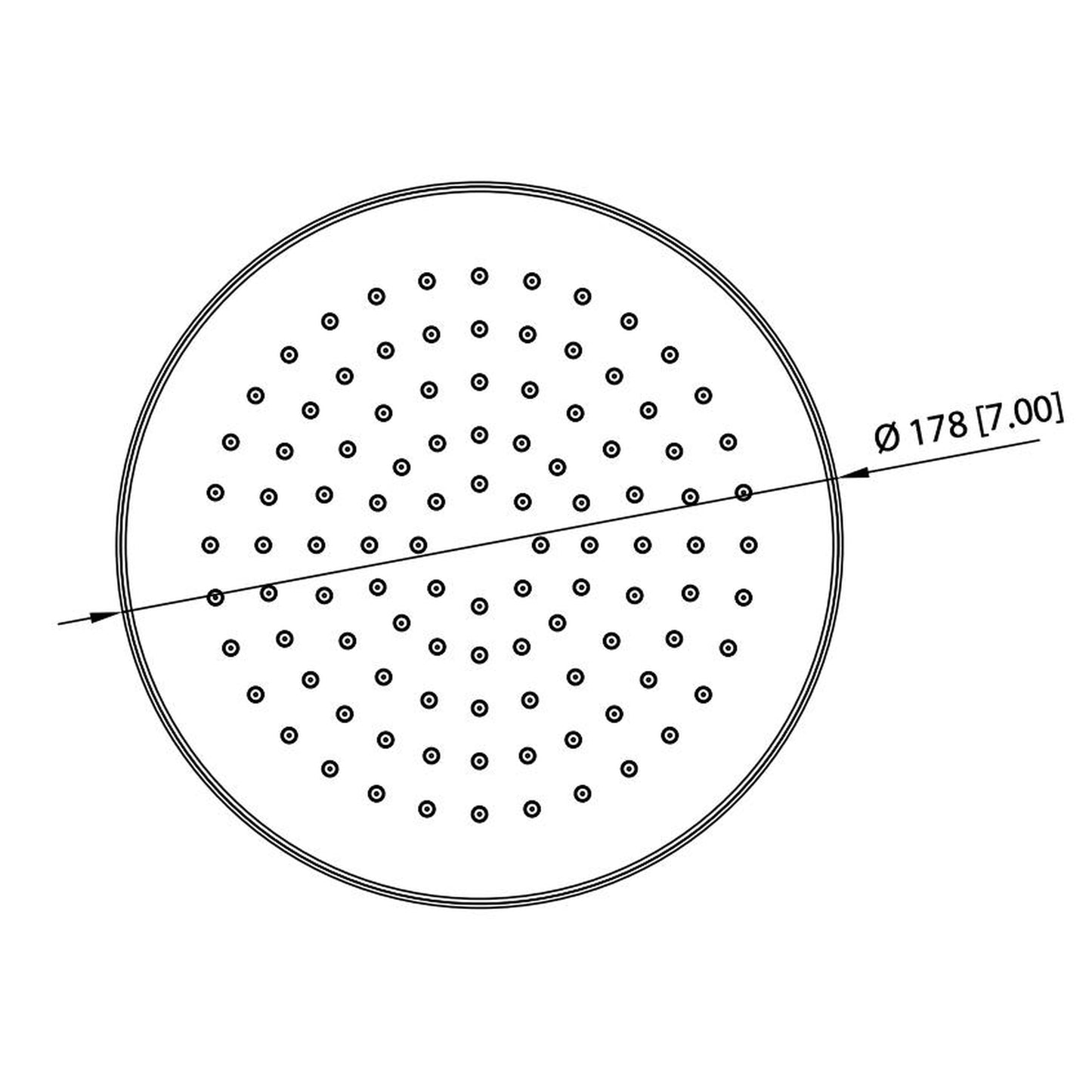 Flusso Faucets Universal Fixtures 7" Single Function Round Polished Nickel PVD Solid Brass Rain Shower Head