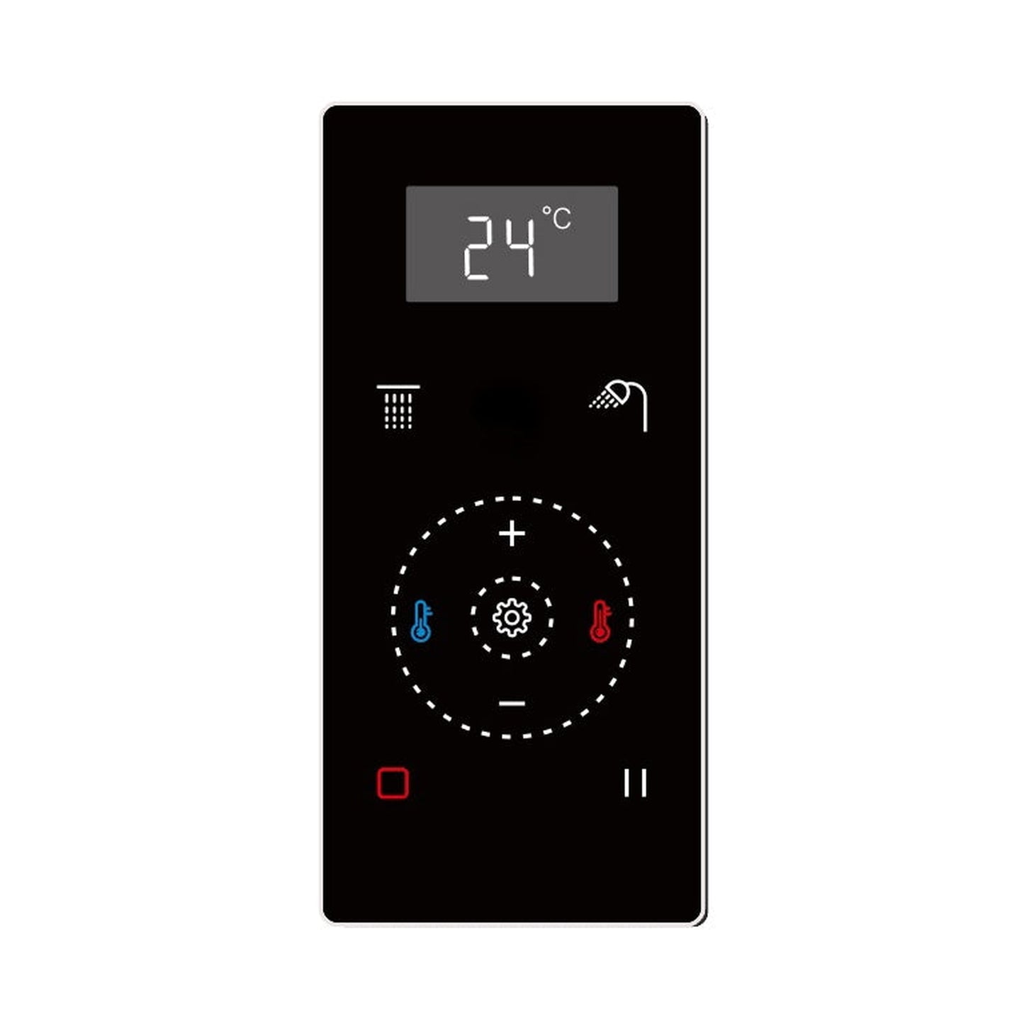 Fontana 10" Matte Black Round Wall-Mounted Automatic Thermostatic Shower With Black Digital Touch Screen Shower Mixer Display 2-Function Rainfall Shower Set With Hand Shower