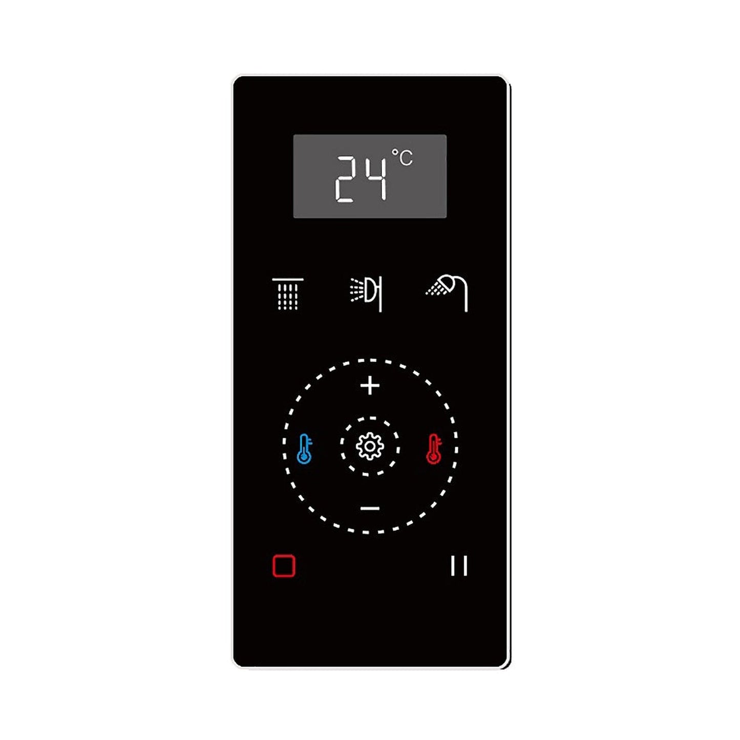 Fontana 8" Brushed Nickel Ceiling Mounted Rainfall Digital Thermostat Mixer Shower System With 4-Jet Body Spray, Hand Shower and Without Water Powered LED Lights