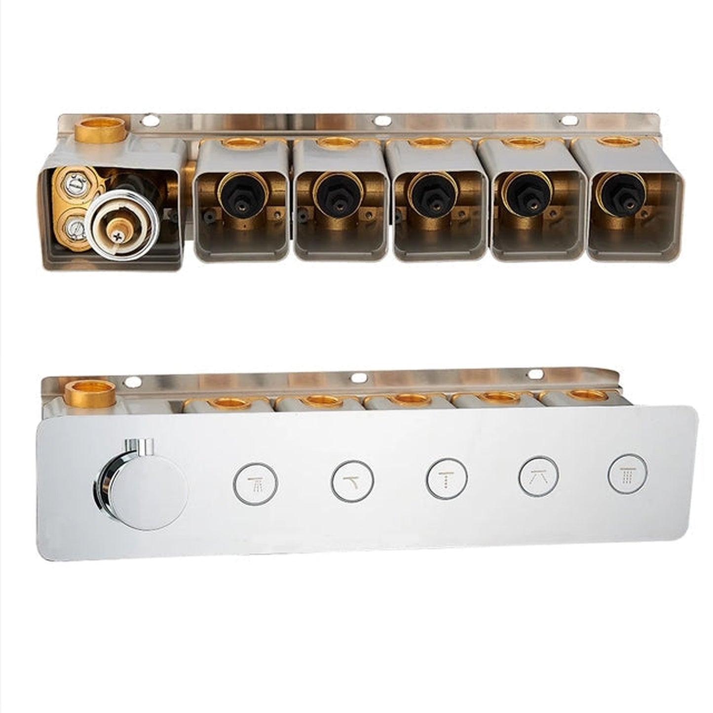 Fontana Andria Chrome Recessed Ceiling Mounted Thermostatic LED Rainfall Waterfall Mist Shower System With Hand Shower and Vertical Valve