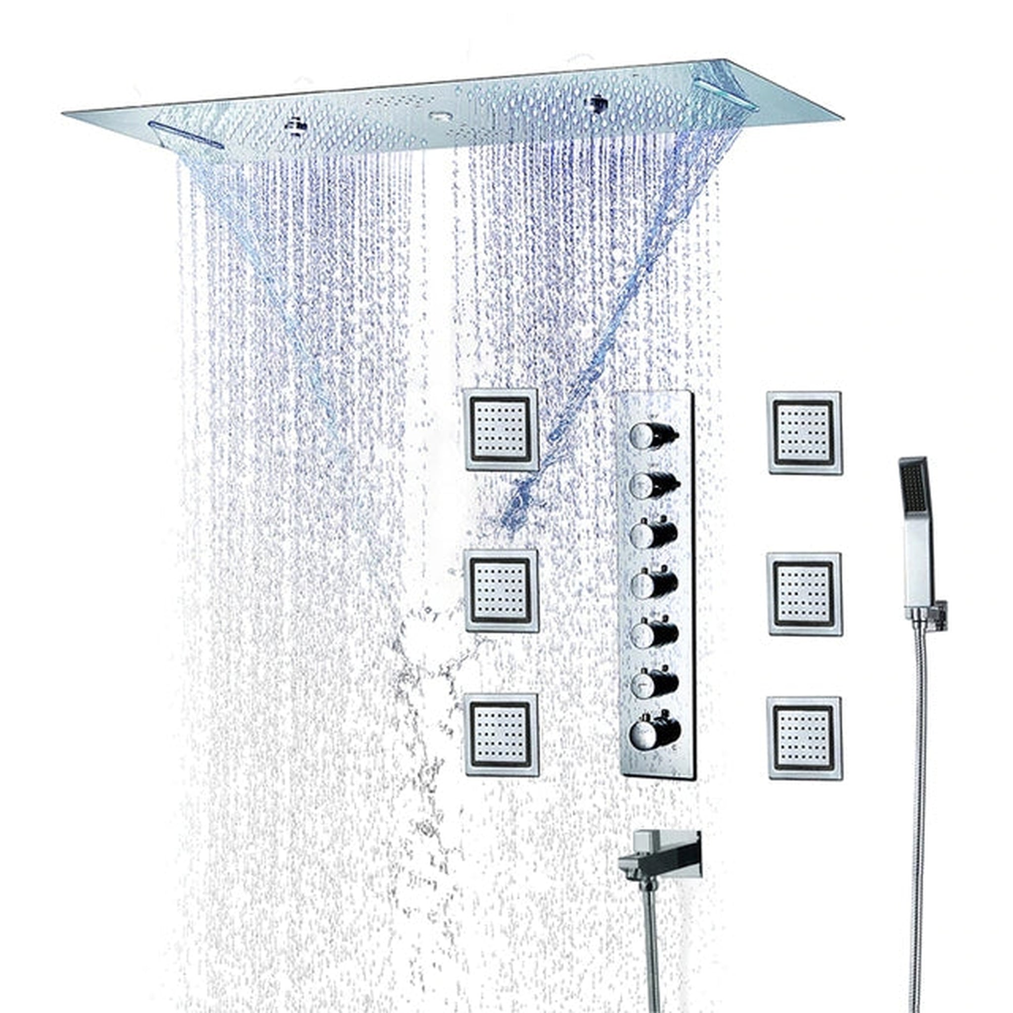 Fontana Bologna Chrome Recessed Ceiling Mounted Rainfall Waterfall Mis ...