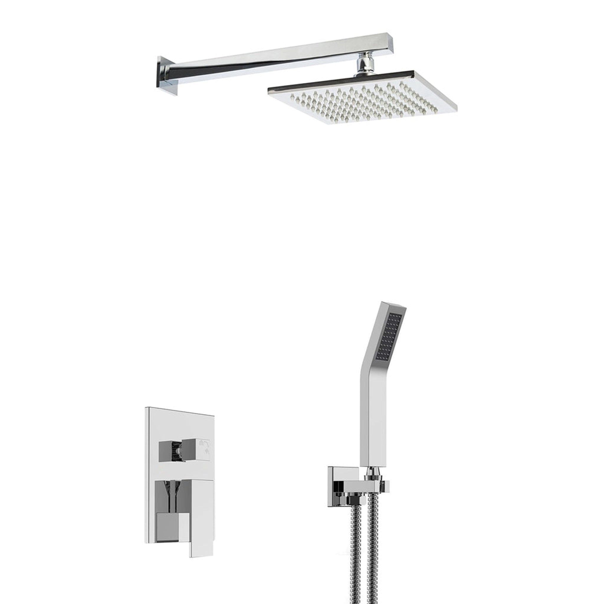 Fontana Monro 12" Chrome Square Wall-Mounted LED Shower Set With Multi ...