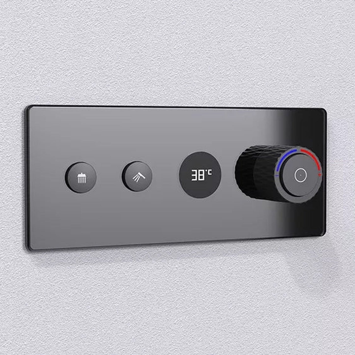 Fontana Novarra Creative Luxury Matte Black Round Wall-Mounted Rainfall Shower System With Hand Shower and Digital Shower Mixer