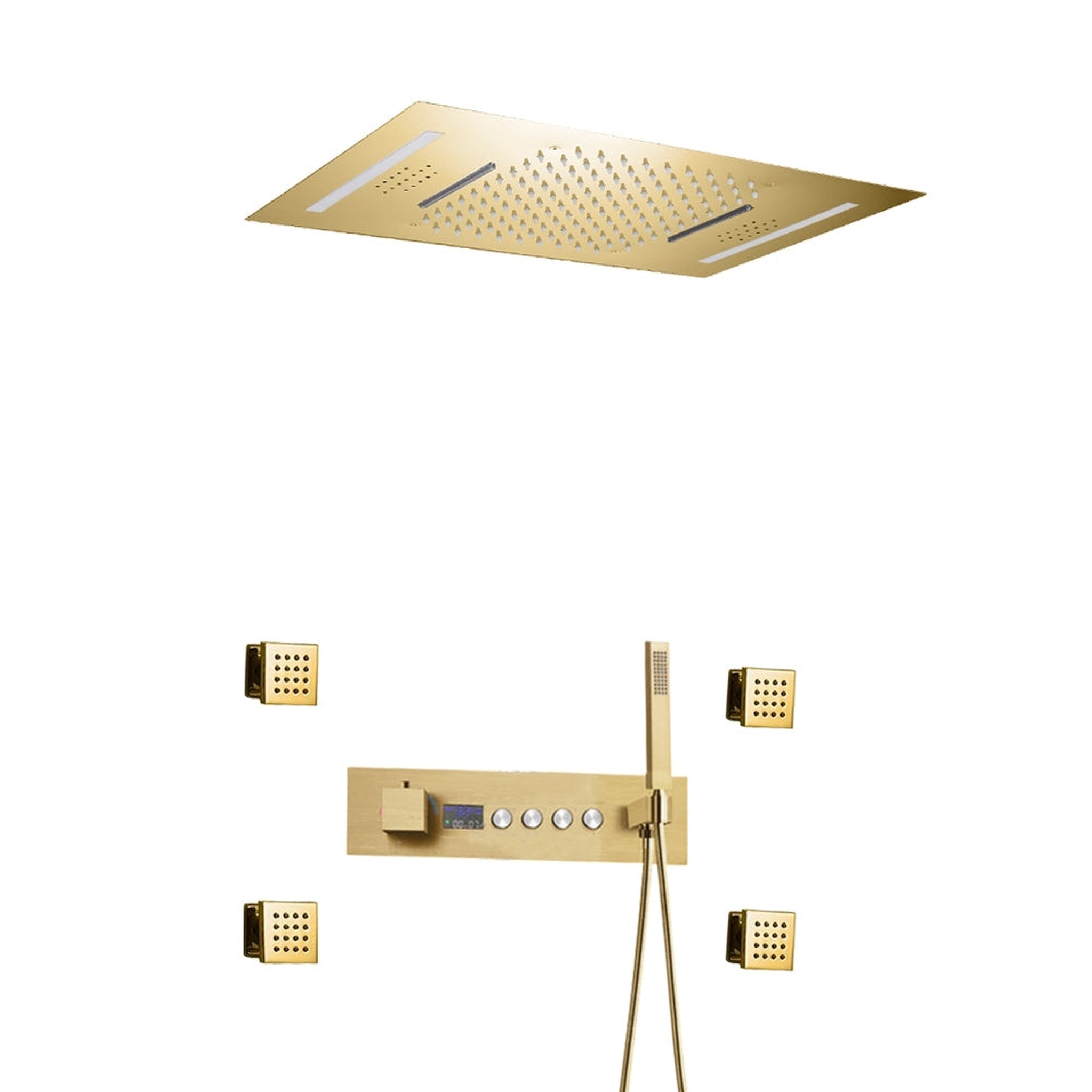 Fontana Piacenza Brushed Gold Recessed Ceiling Mounted Thermostatic LE ...