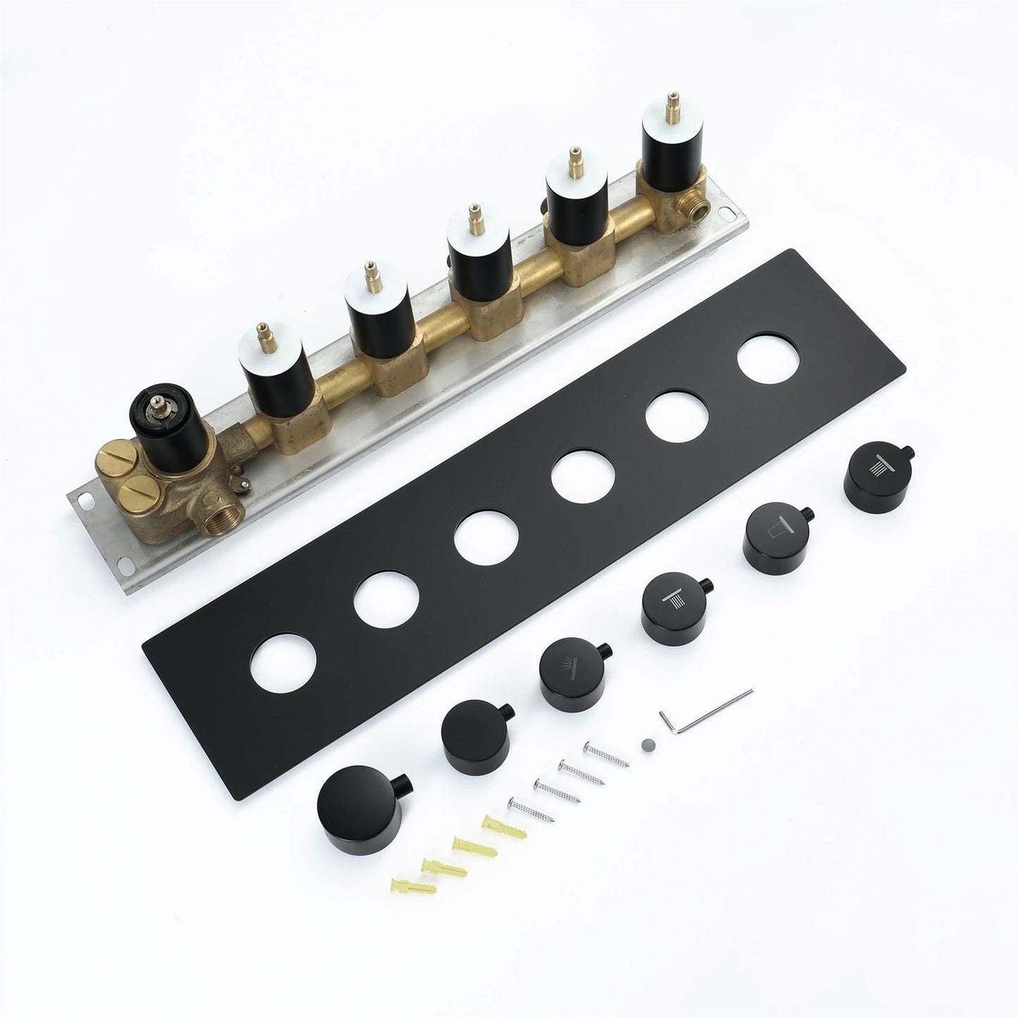 Fontana Ravenna Matte Black Large Recessed Ceiling Mounted Phone Controlled Thermostatic Musical LED Mist Waterfall Rainfall Shower System With Hand Shower and 3-Jet Body Sprays