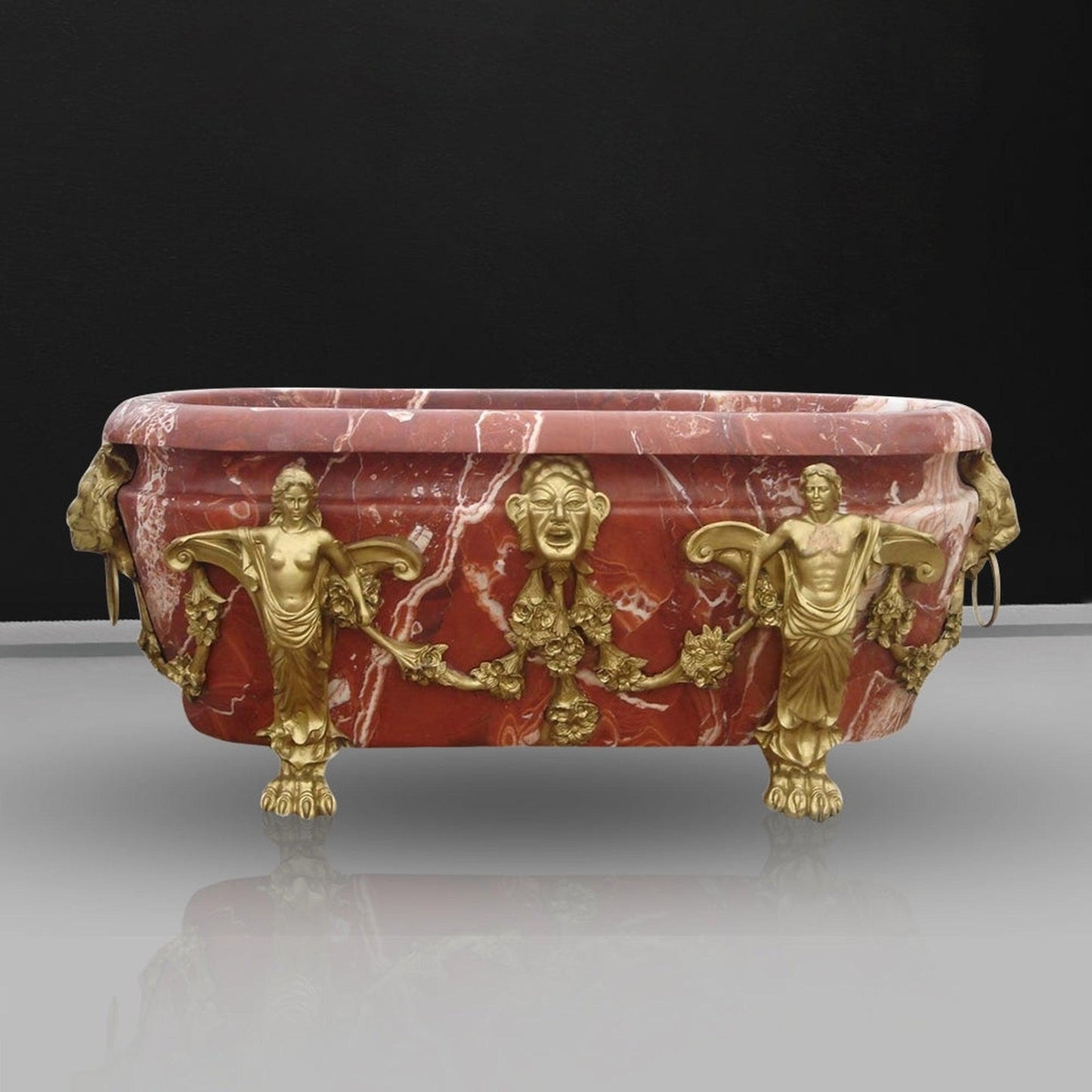 Fontana Sierra Customize Size Brown Luxury Freestanding Carved Marble Indoor Soaking Bathtub