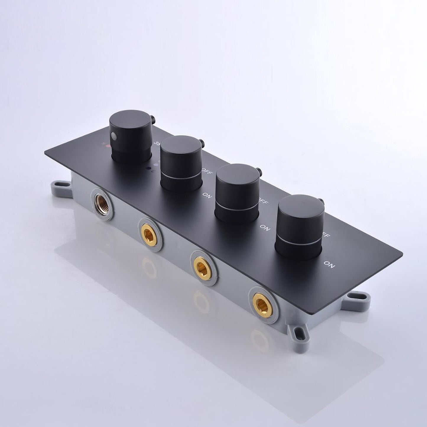 Fontana St. Gallen Matte Black Square Ceiling Mounted Multifunction Thermostatic LED Bathroom Shower Set With Hand Shower