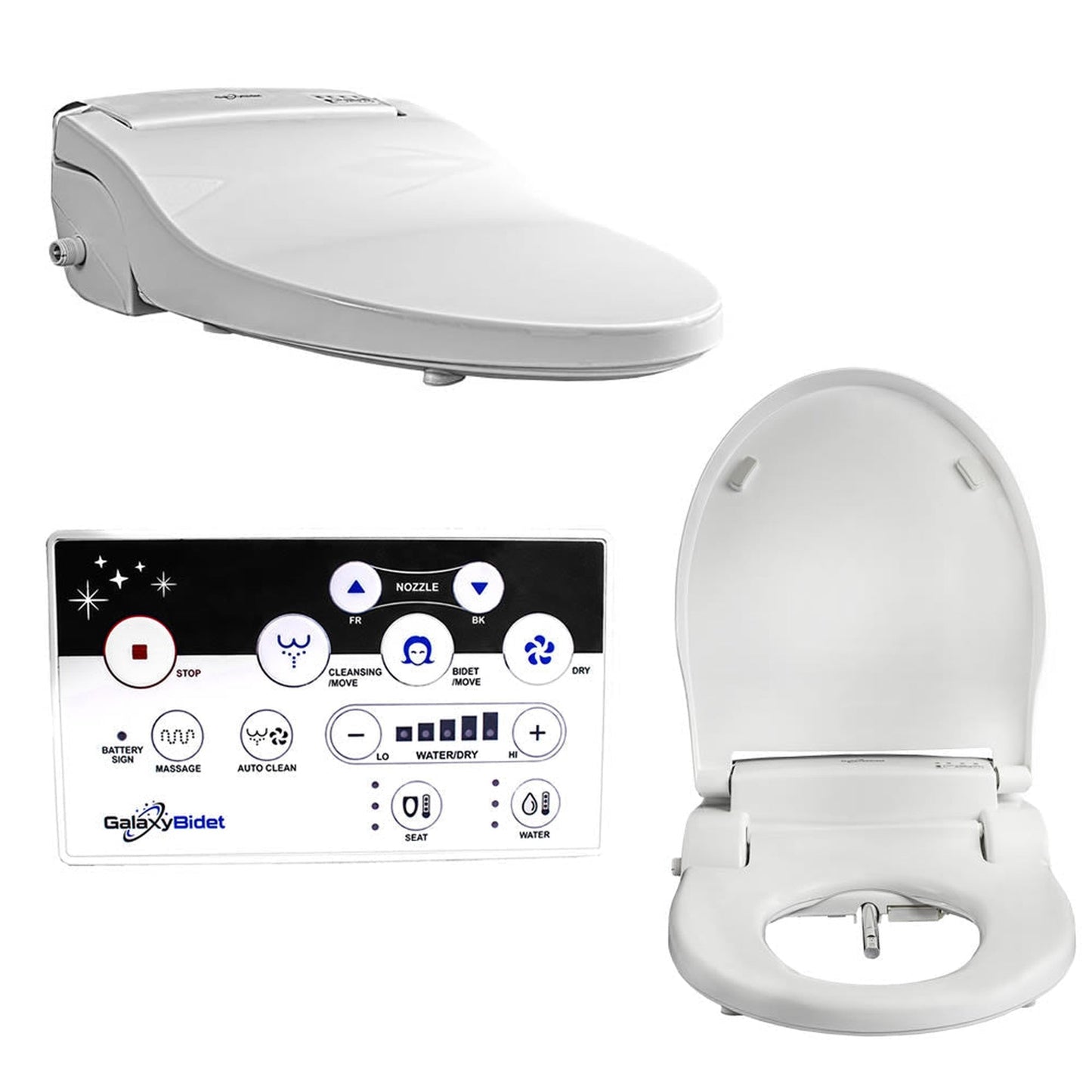 Galaxy GB-5000-RW White Hybrid Heating-System Round Bidet Seat With Remote Control and LED Night Light