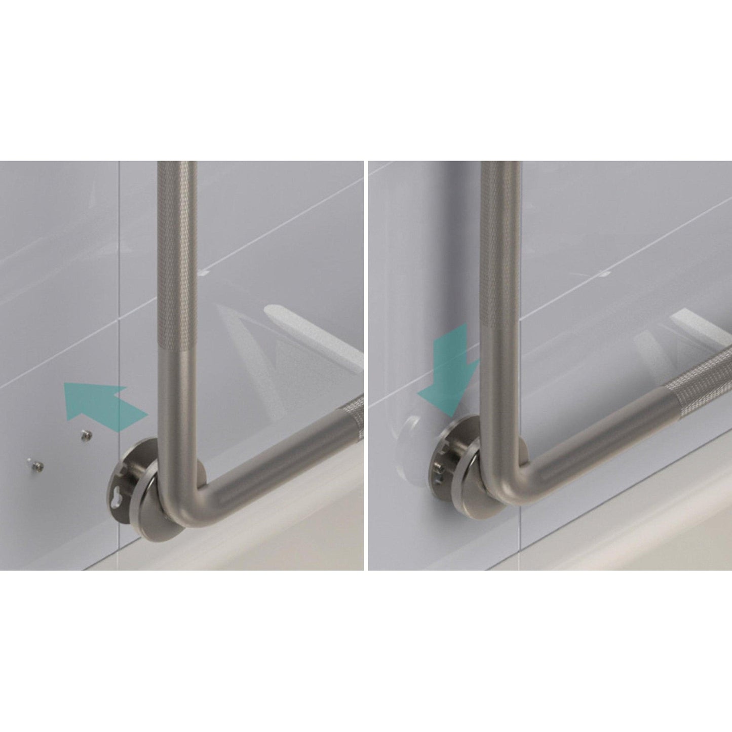 HealthCraft Easy Mount Knurled Stainless L-Shaped Grab Bar