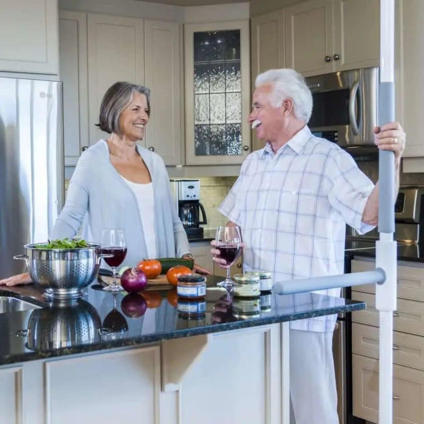 HealthCraft SuperPole With SuperBar White Bariatric Floor to Ceiling Safety Pole