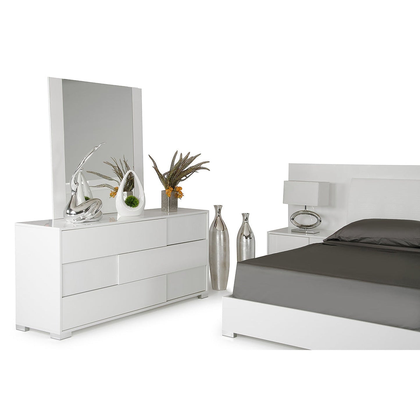 HomeRoots 39" White MDF Steel And Glass Mirror