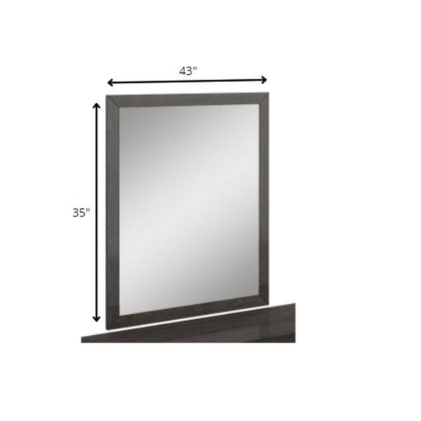 HomeRoots 43" Refined High Gloss Mirror In Grey Finish