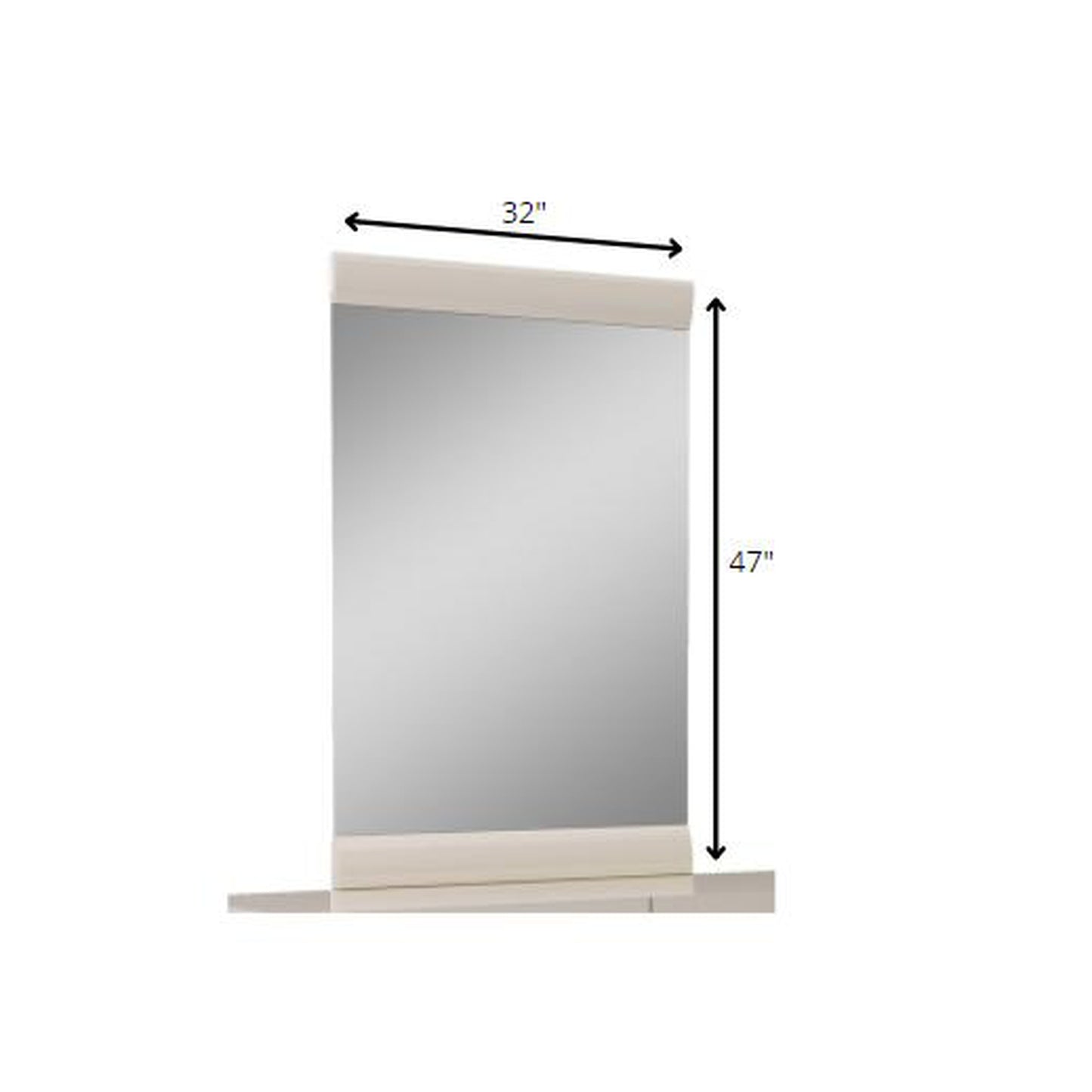 HomeRoots 47" Refined High Gloss Mirror In Beige Finish