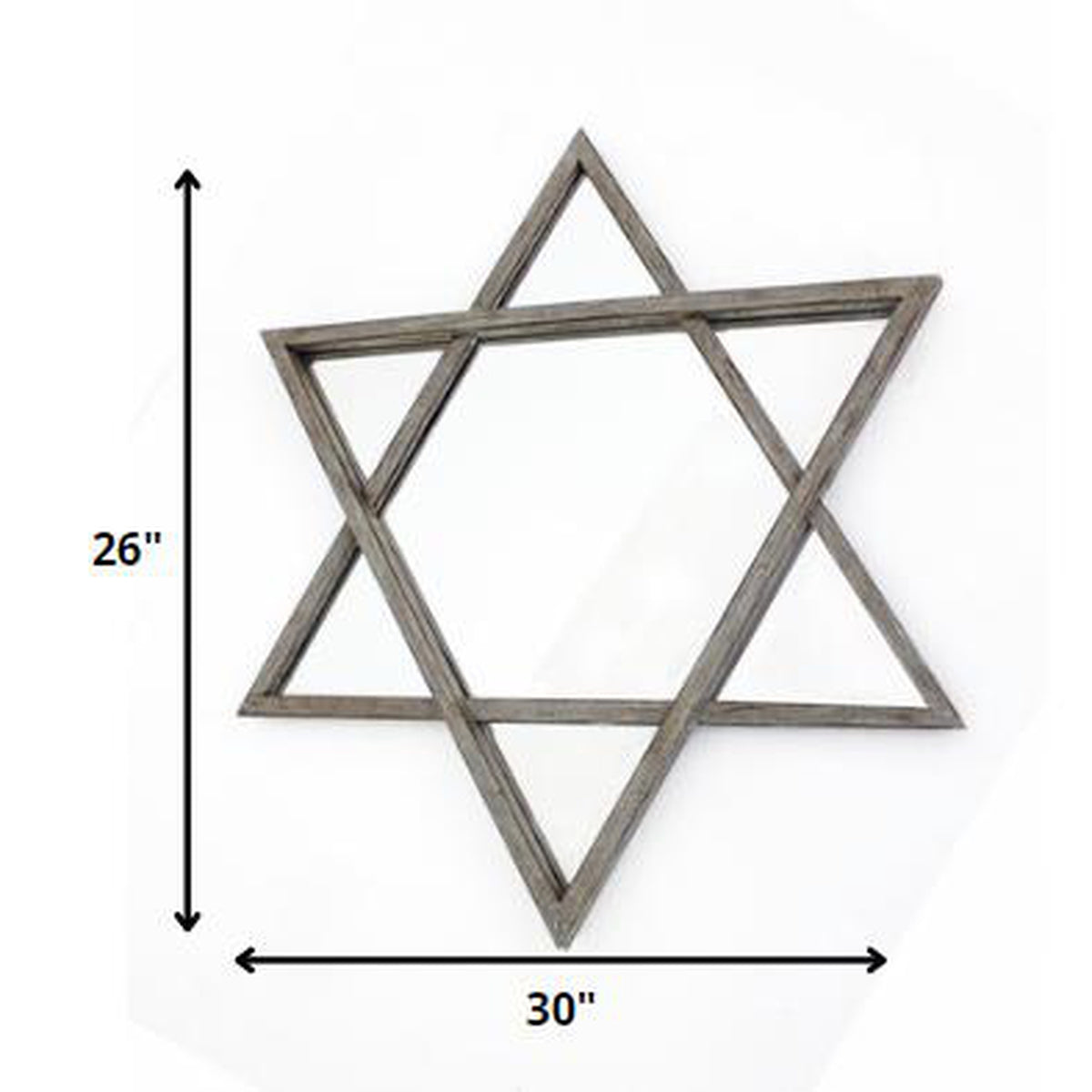HomeRoots Rustic Hexagram Wooden Cosmetic Mirror In Silver