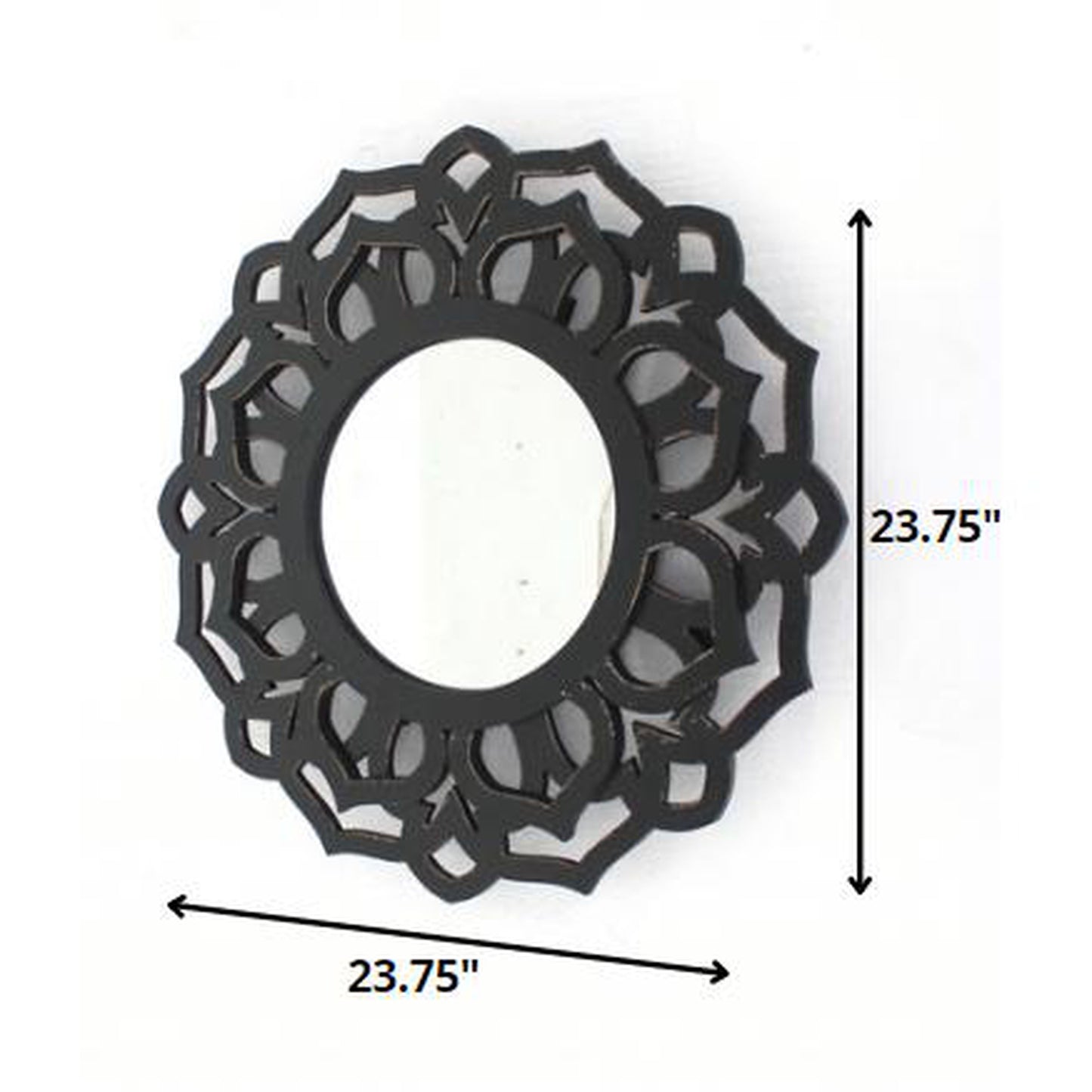 HomeRoots Traditional Lotus Wall Mirror In Black