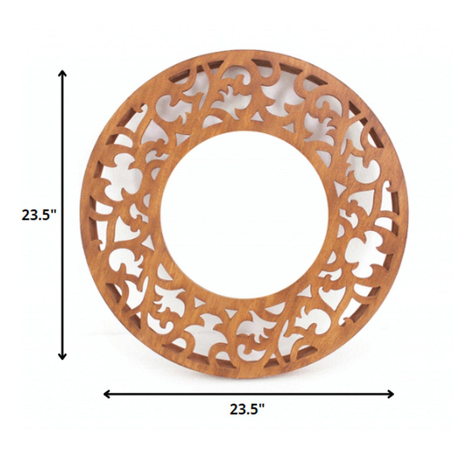 HomeRoots Traditional Wooden Wall Mirror In Brown Finish