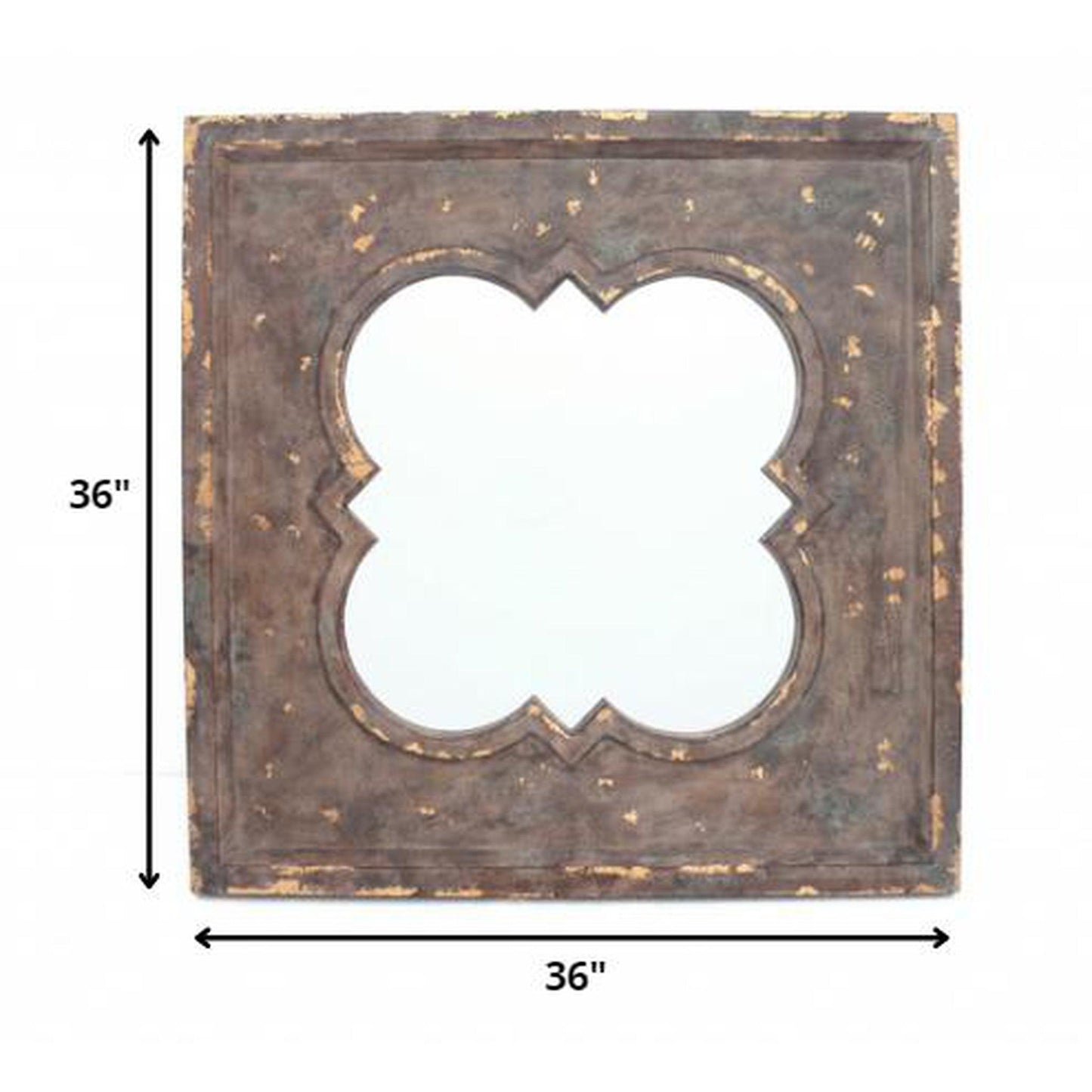 HomeRoots Vintage Cosmetic Wall Mirror With Quadrate Frame In Bronze
