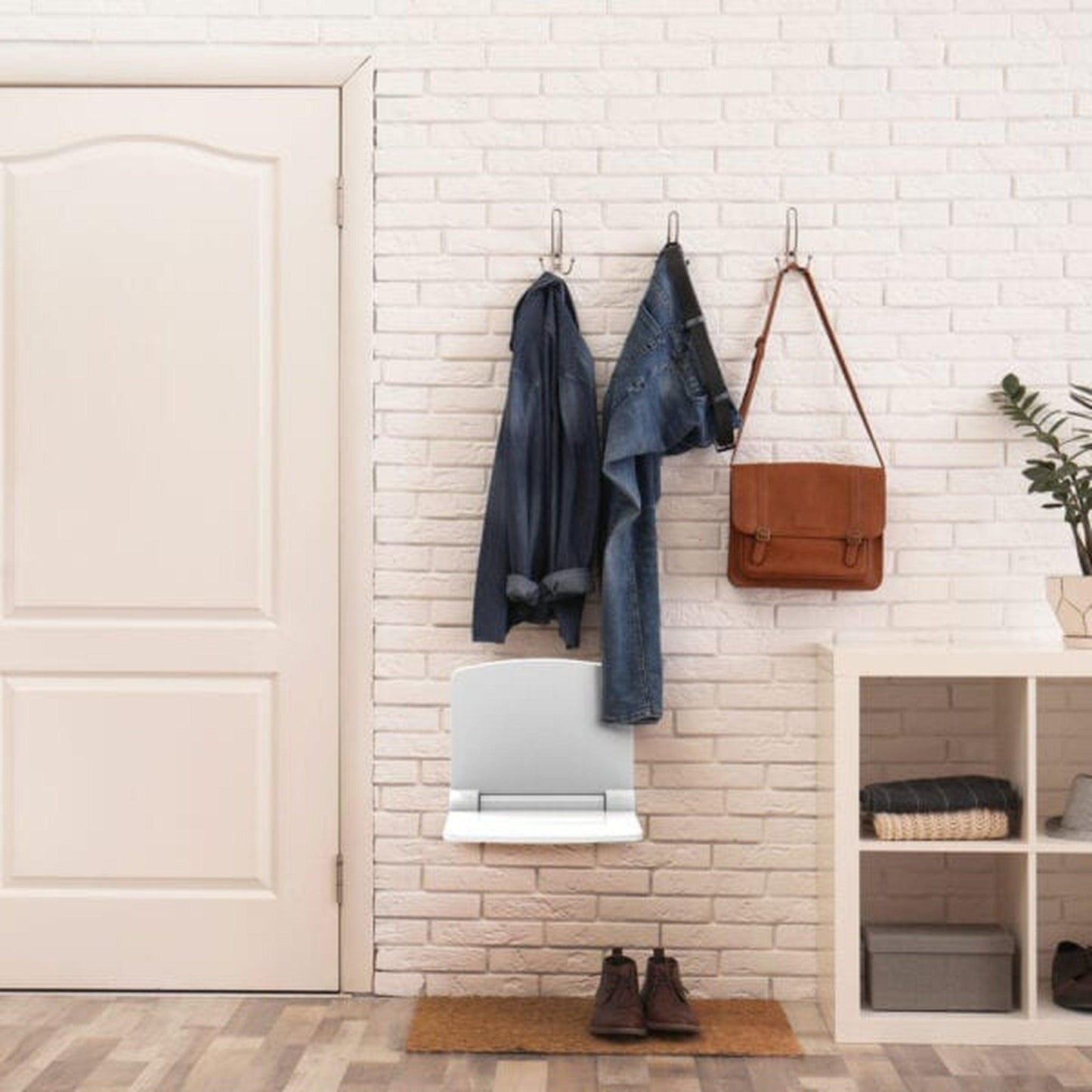 Invisia 15" White Wall-Mounted Folding Shower Seat