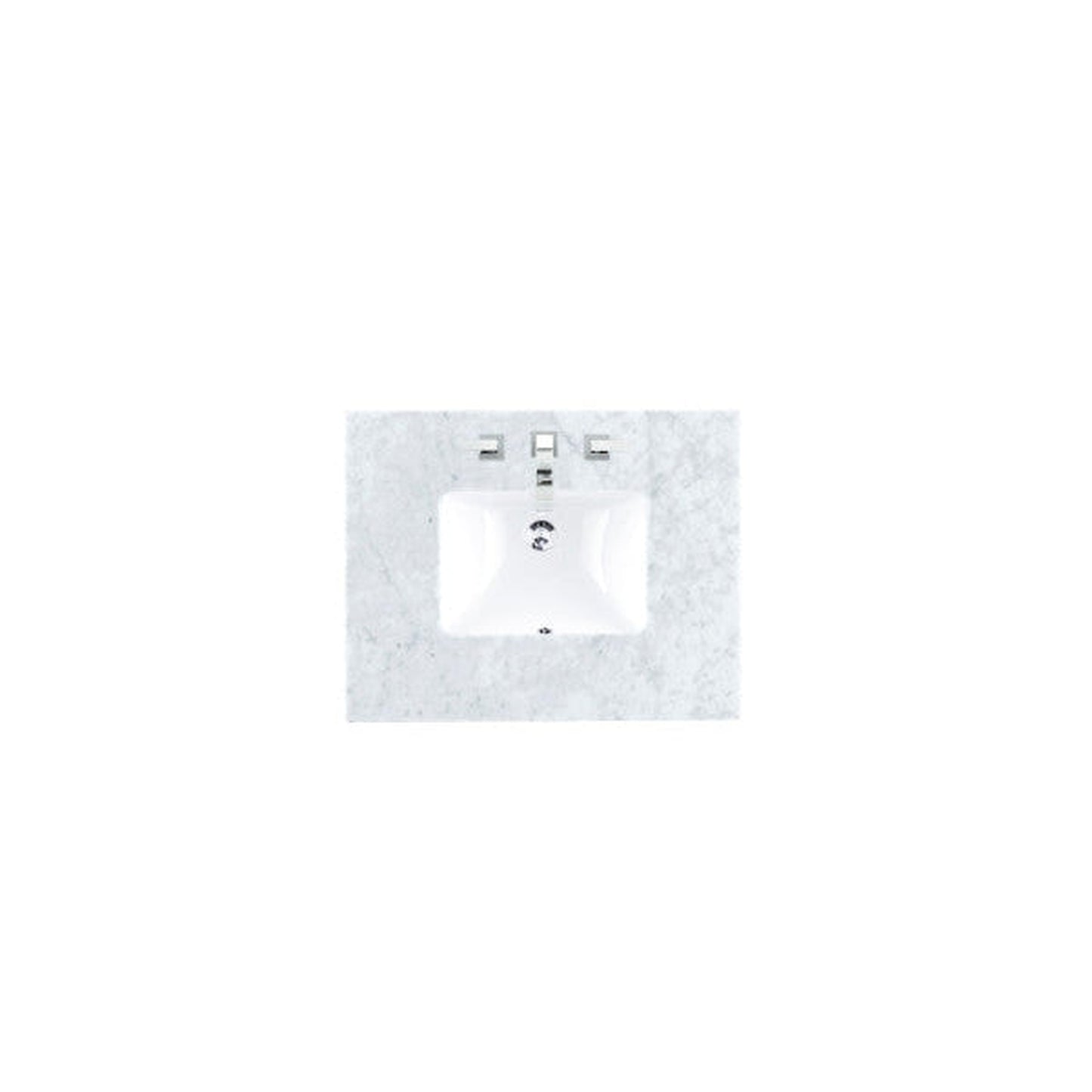 James Martin 30" x 24" Single Carrara Marble Bathroom Vanity Top With Rectangular Ceramic Sink