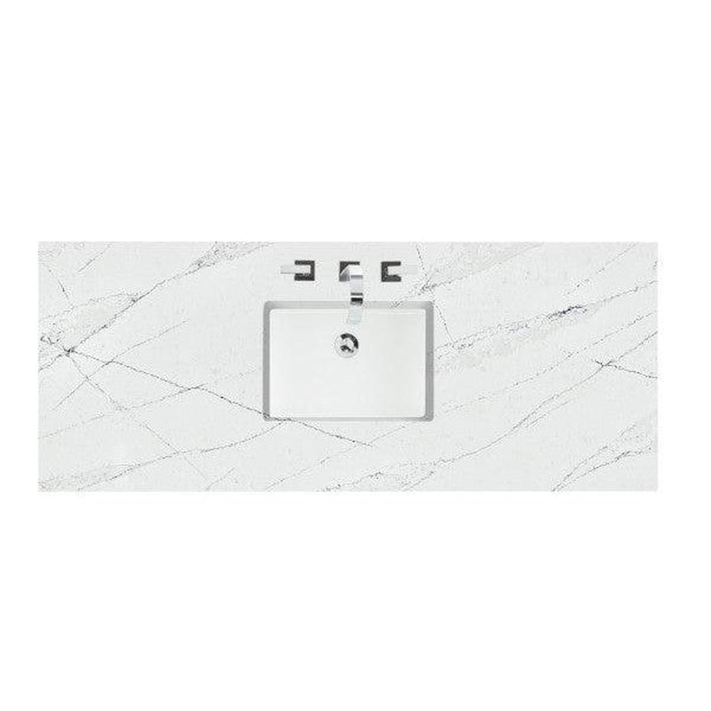 James Martin 60" x 24" Single Ethereal Noctis Quartz Bathroom Vanity Top With Rectangular Ceramic Sink