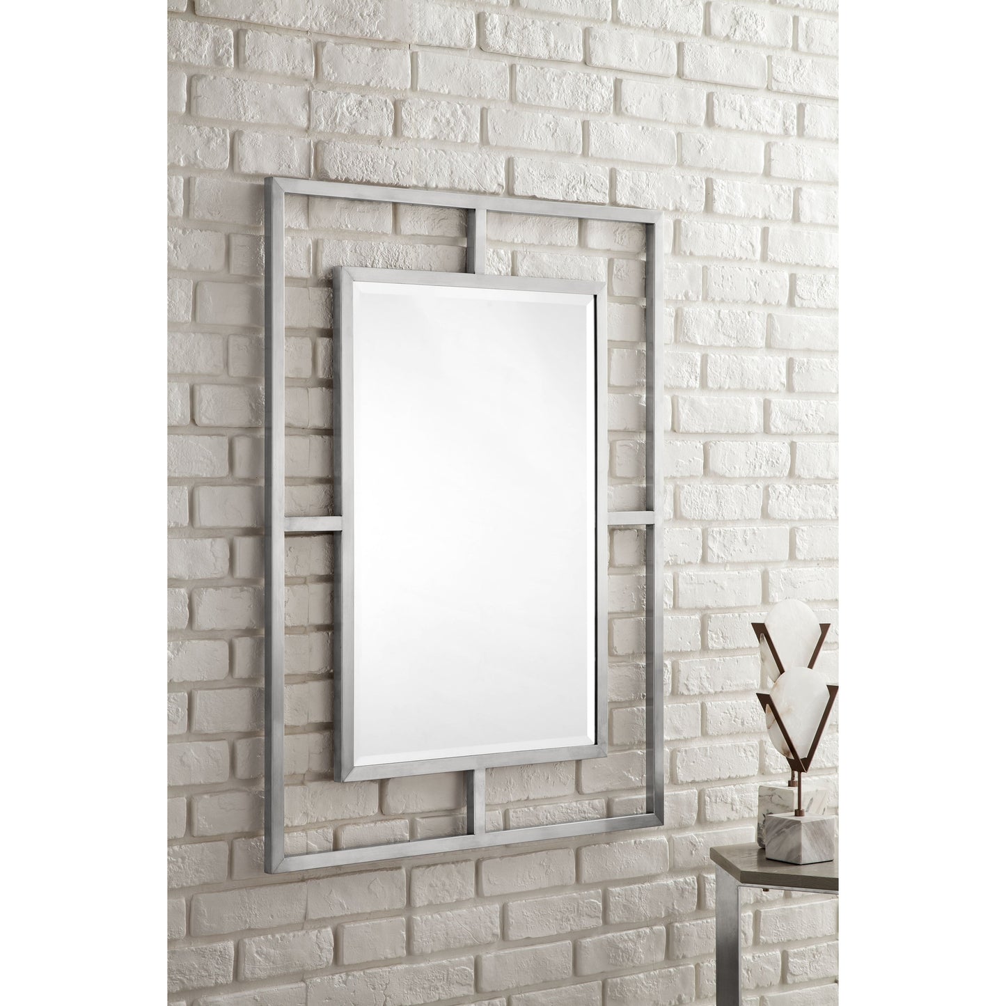 James Martin Boston 30" x 40" Brushed Nickel Rectangular Mirror