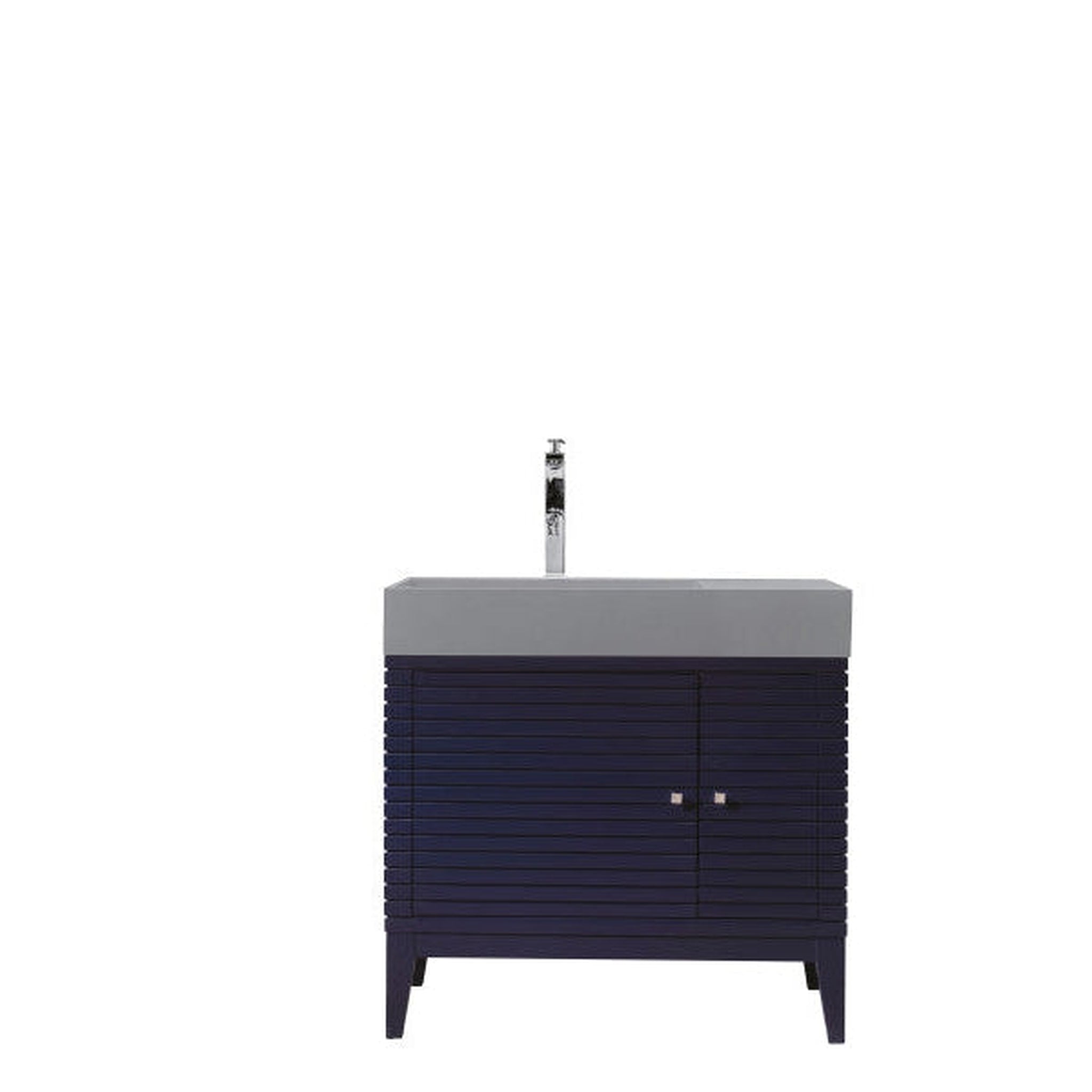 James Martin Linear 36" Single Victory Blue Bathroom Vanity With 6" Gl ...