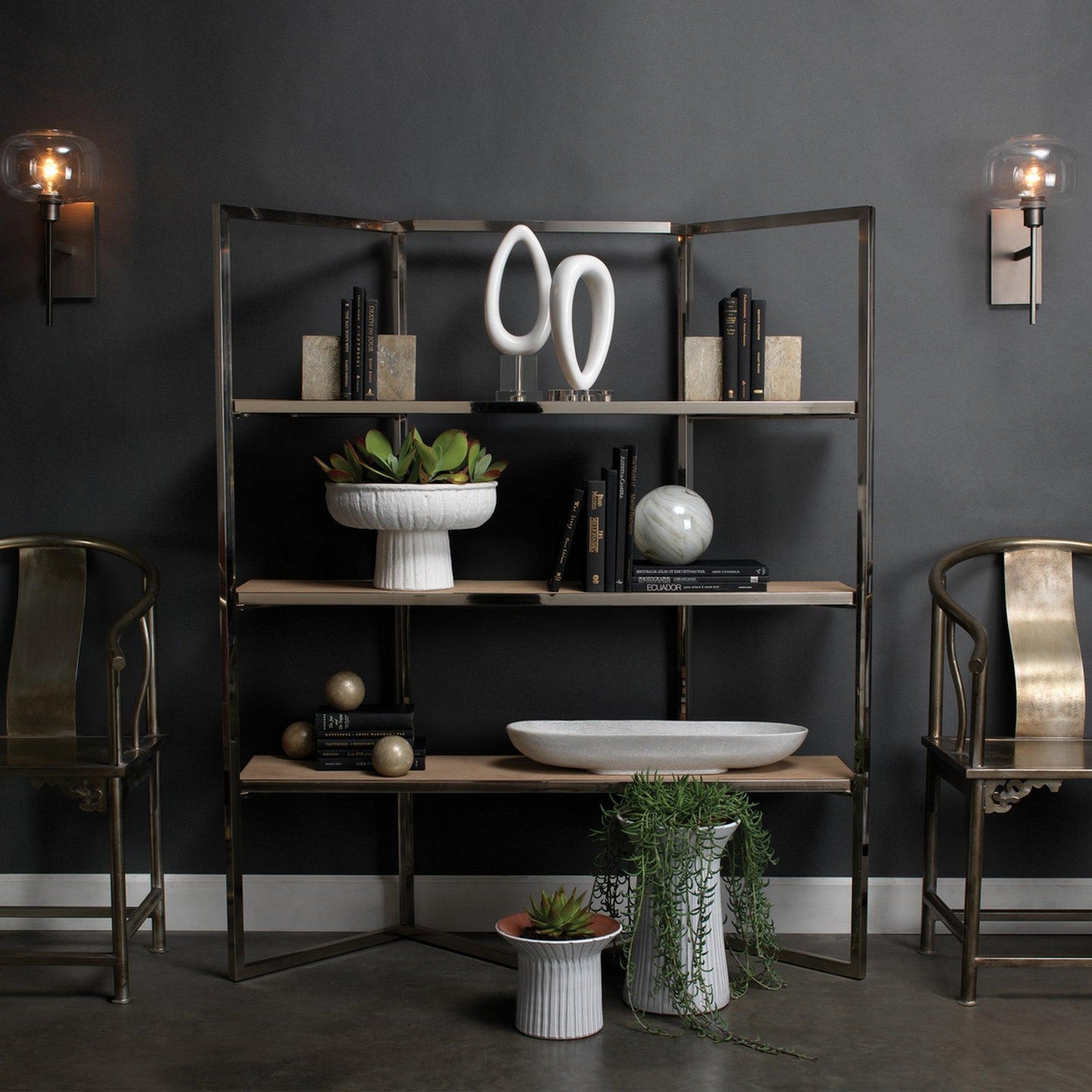 Jamie Young Scando 9" x 14 1-Light Gun Metal Wall Sconce With Clear Blown Glass Shade