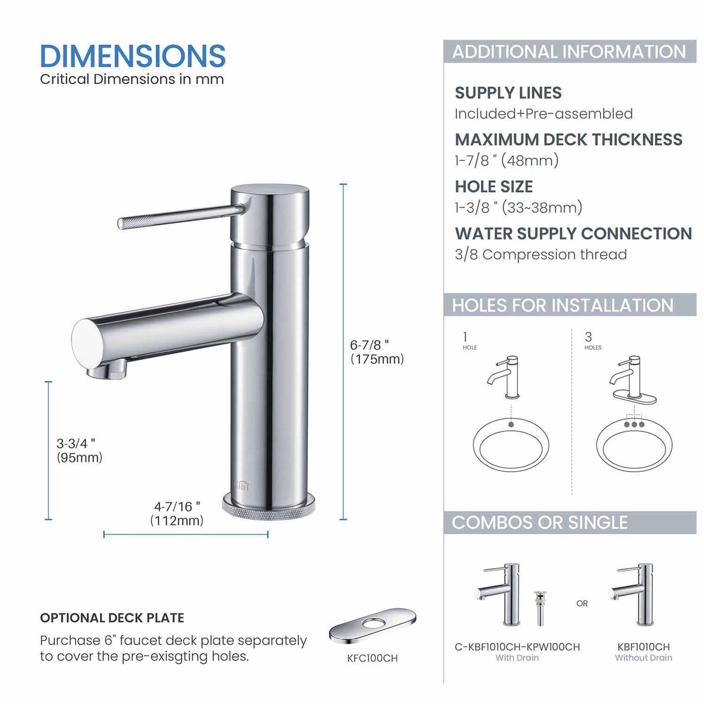 KIBI Circular X Single Handle Chrome Solid Brass Bathroom Vanity Sink Faucet