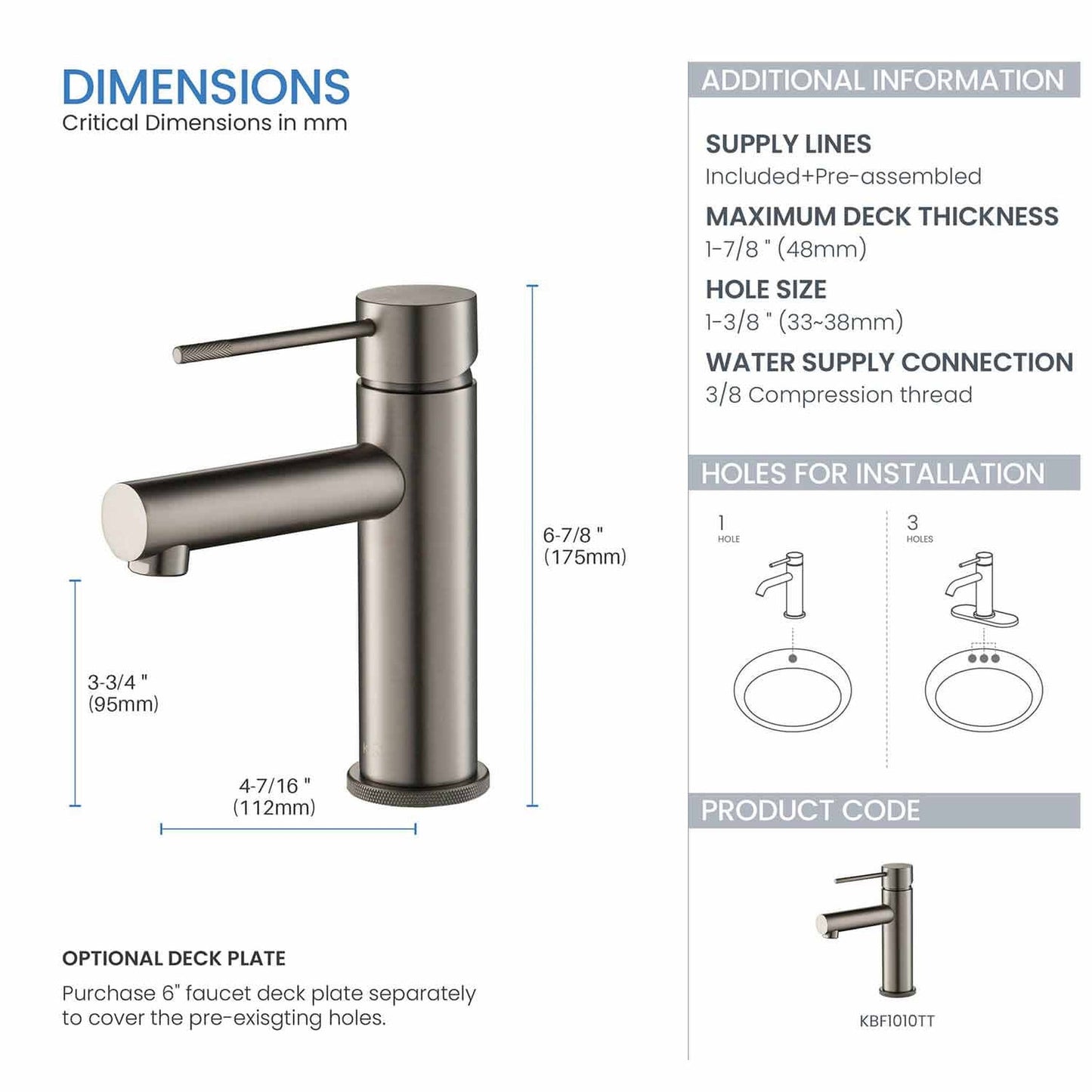 KIBI Circular X Single Handle Titanium Solid Brass Bathroom Vanity Sink Faucet