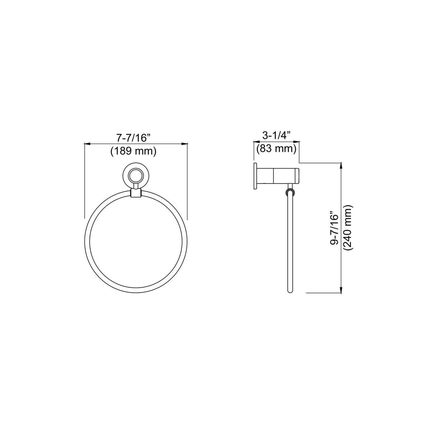 KIBI Abaco Bathroom Towel Ring in Chrome White Finish