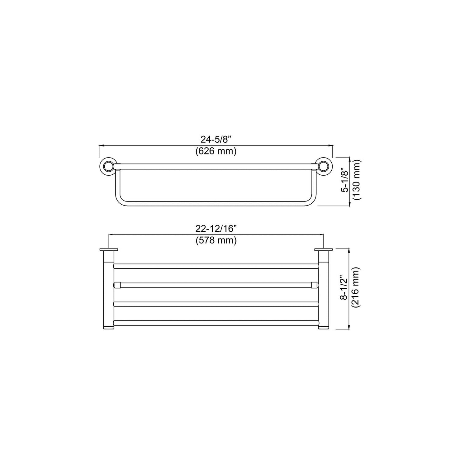 KIBI Abaco Towel Rack in Chrome Black Finish