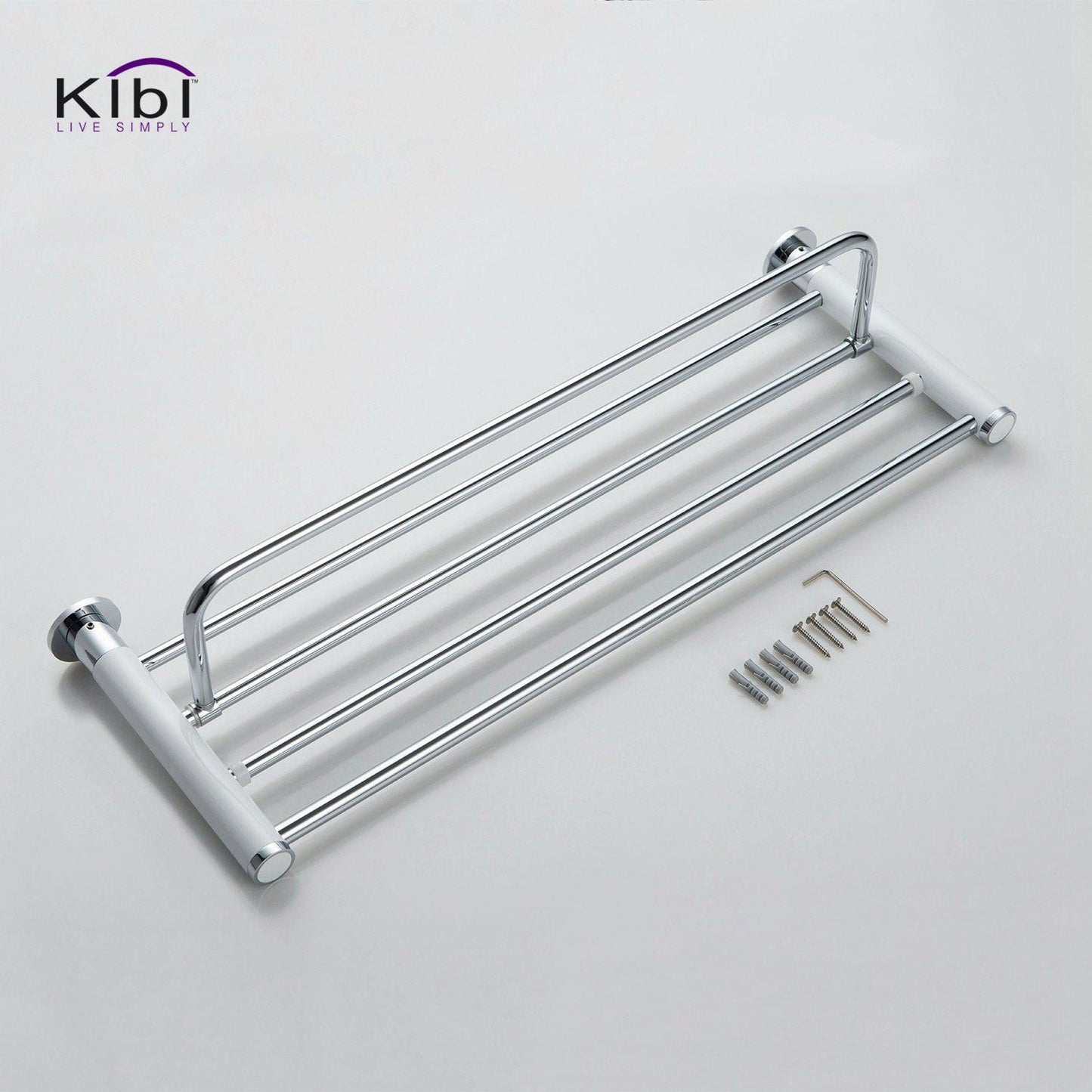KIBI Abaco Towel Rack in Chrome White Finish