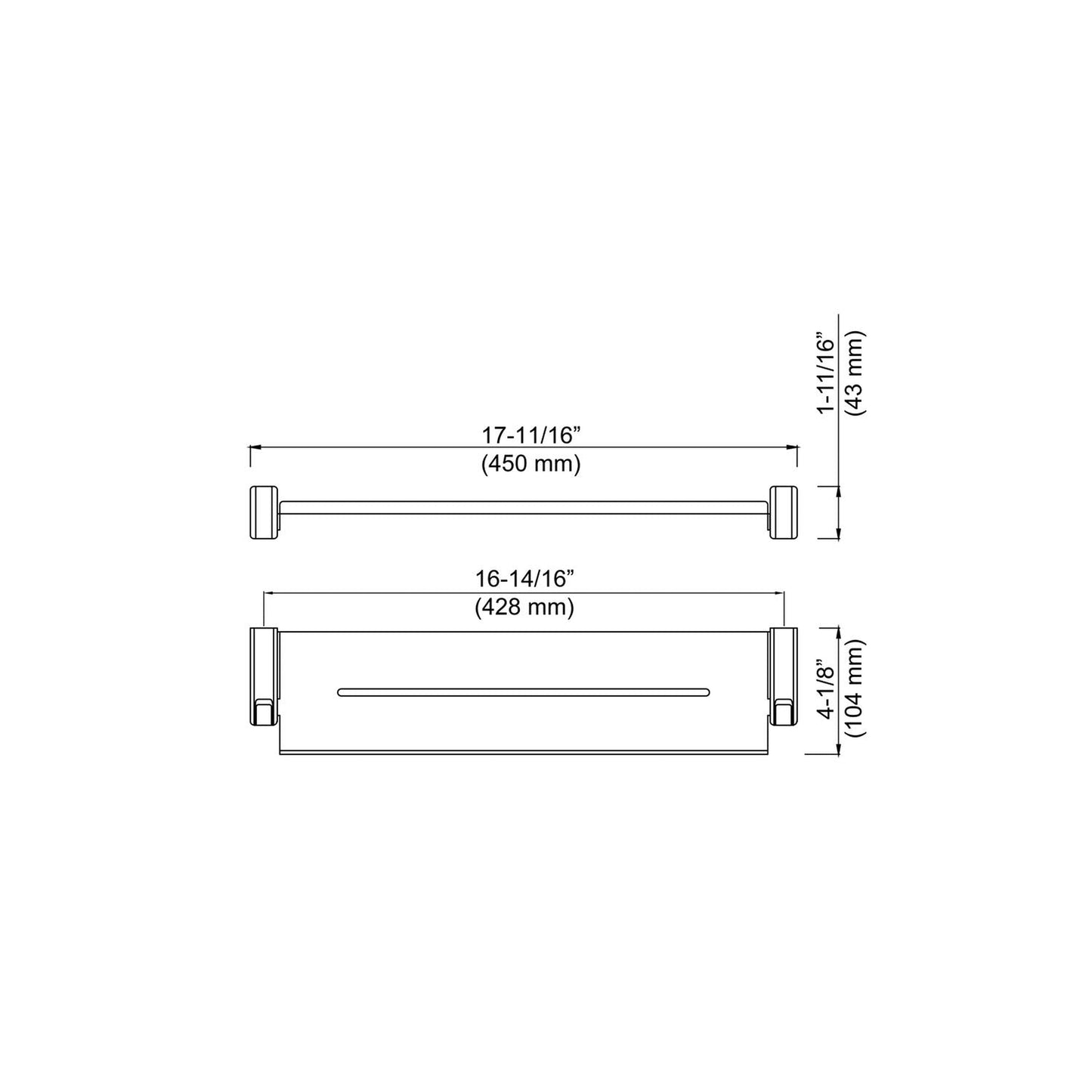 KIBI Artis Towel Shelf With Hook in Chrome White Finish