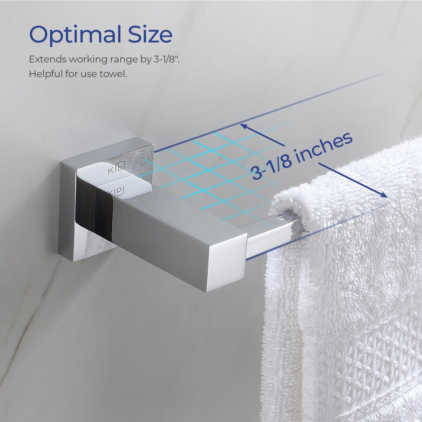 KIBI Cube Brass 4 Piece Bathroom Hardware Set in Chrome Finish