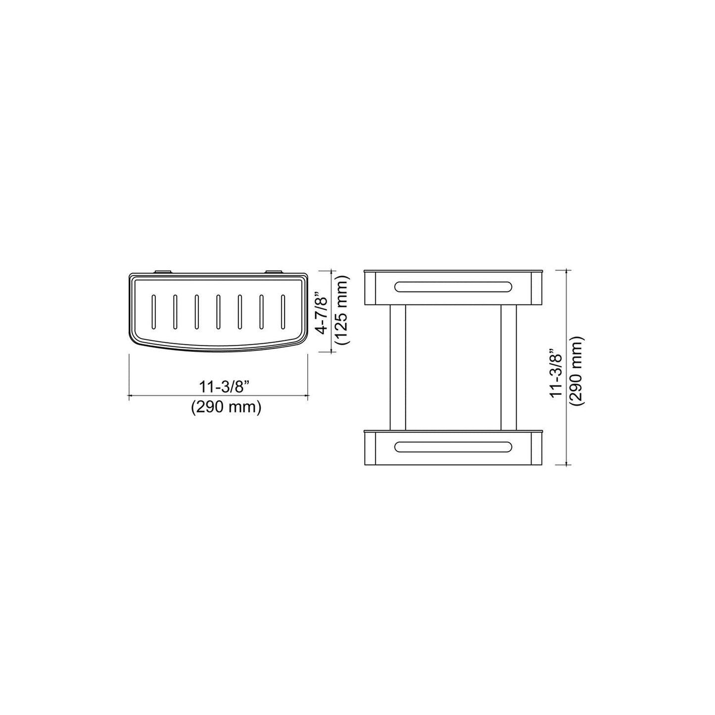 KIBI Deco Bathroom Double Shower Basket in Chrome Finish
