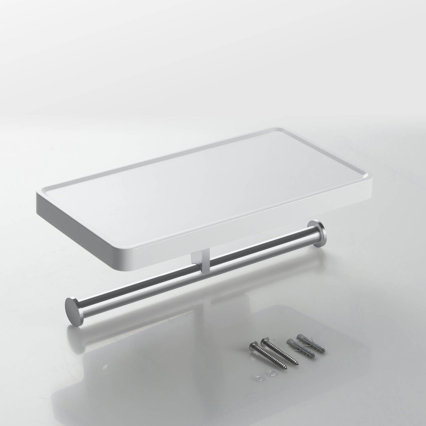 KIBI Deco Bathroom Double Tissue Holder With Shelf in Chrome Finish