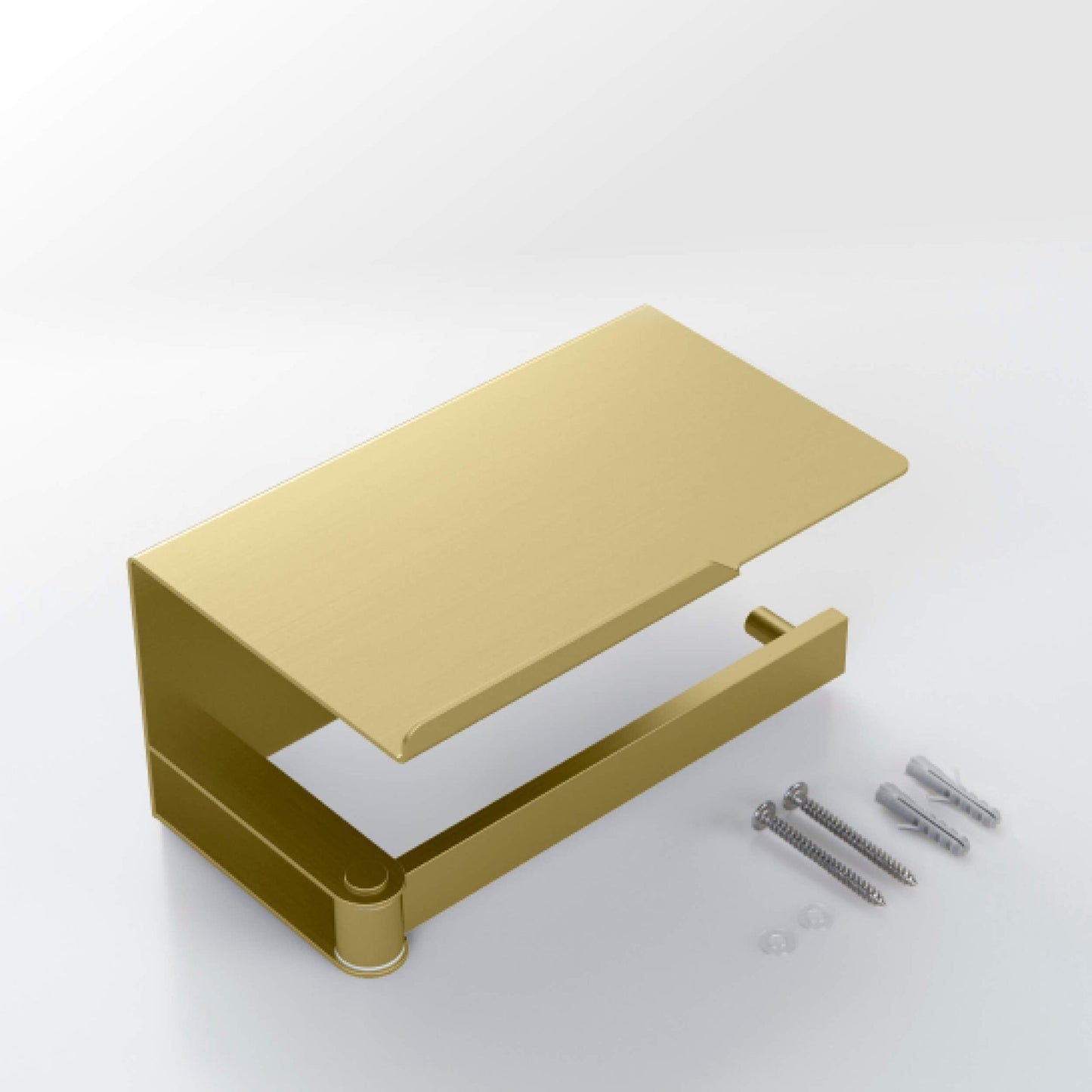 KIBI Deco Bathroom Toilet Paper Holder With Platform in Brushed Gold Finish