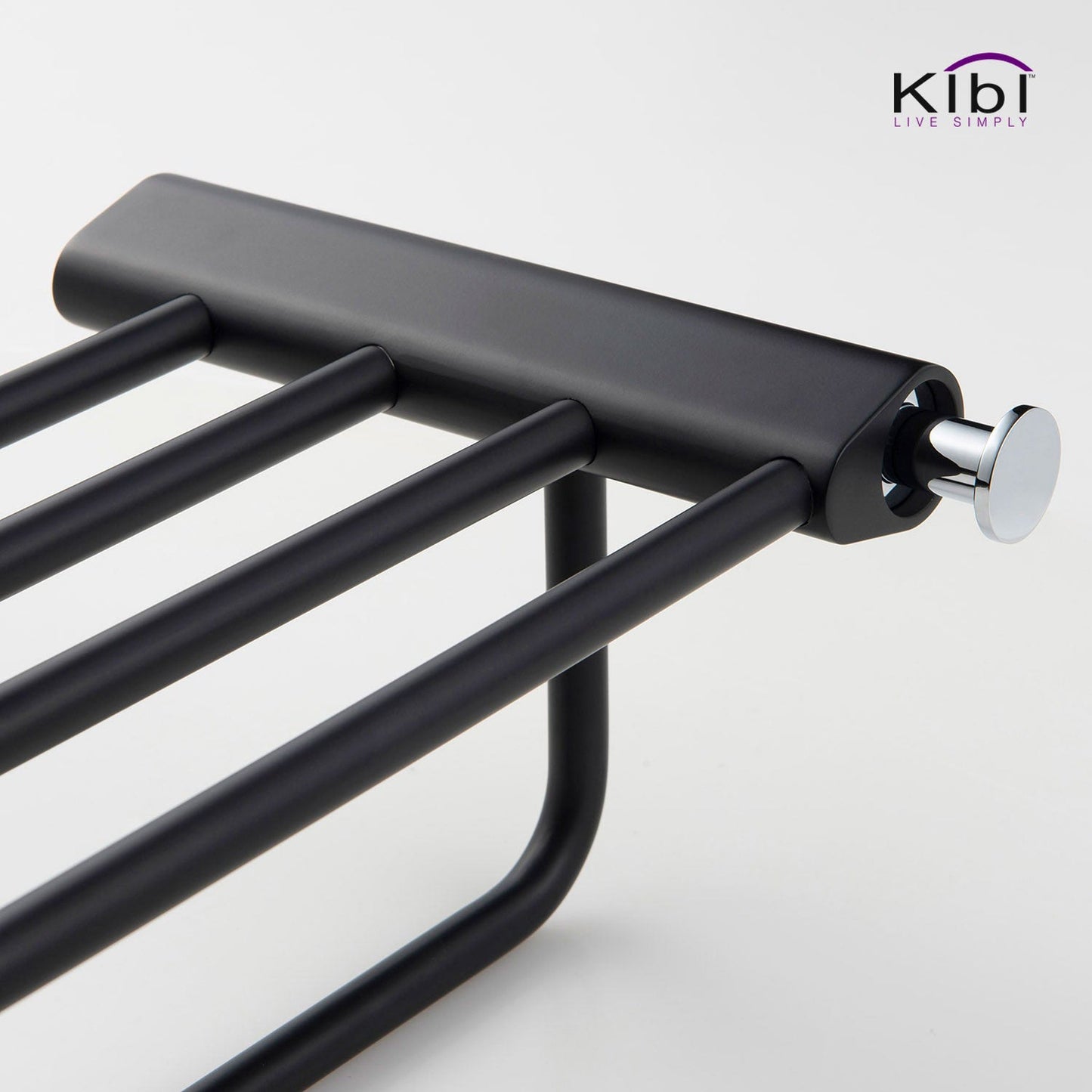 KIBI Volcano Towel Rack in Chrome Black Finish