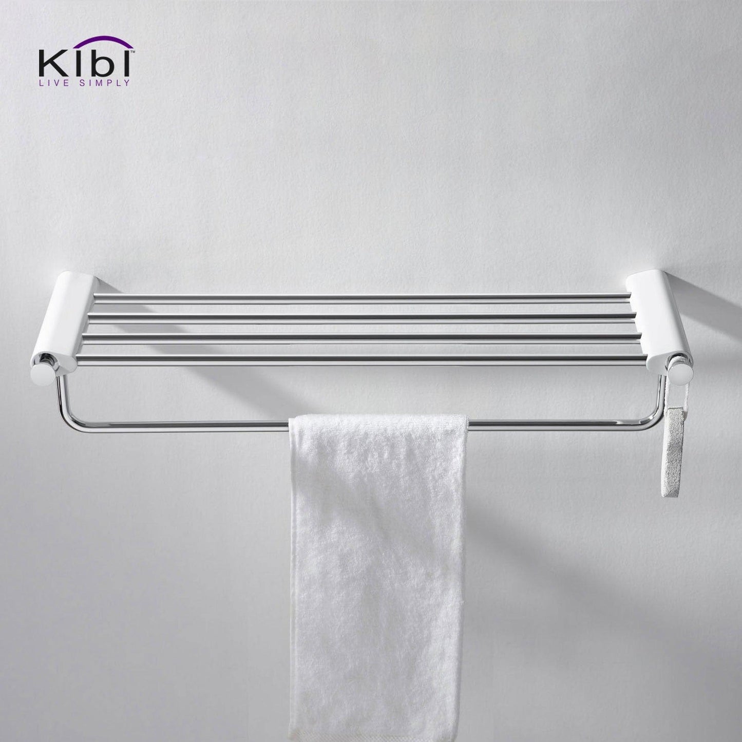 KIBI Volcano Towel Rack in Chrome White Finish