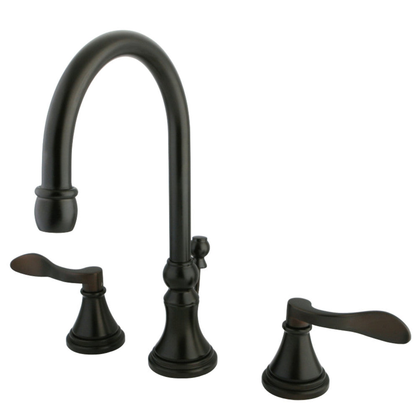 Kingston Brass KS2985DFL NuFrench Widespread Bathroom Faucet with Brass Pop-Up, Oil Rubbed Bronze