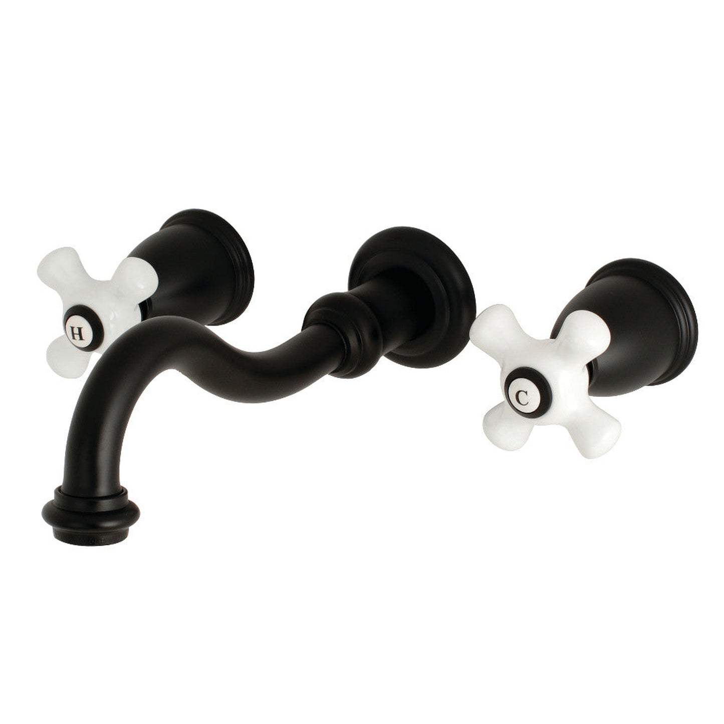 Kingston Brass KS3120PX Vintage 2-Handle Wall Mount Bathroom Faucet, Matte Black