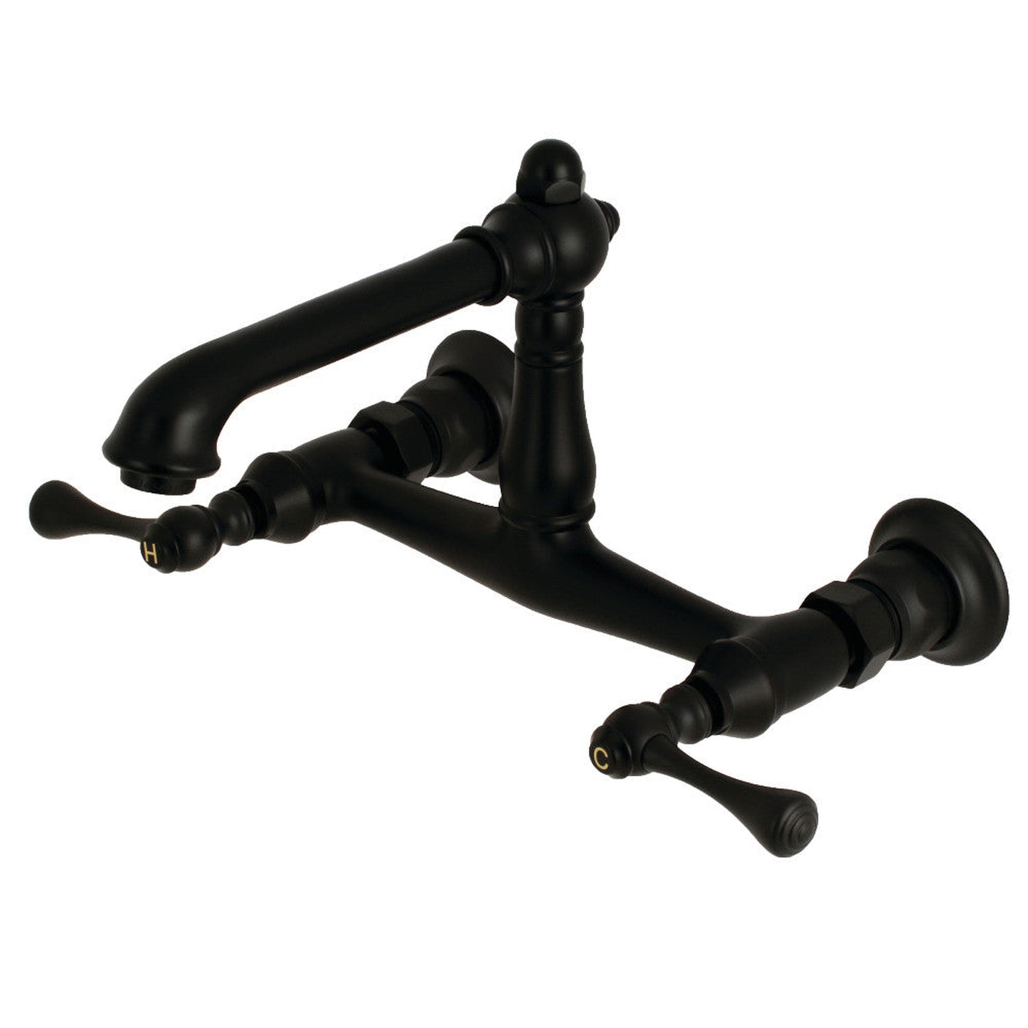 Kingston Brass KS7240BL Wall Mount Bathroom Faucet, Matte Black