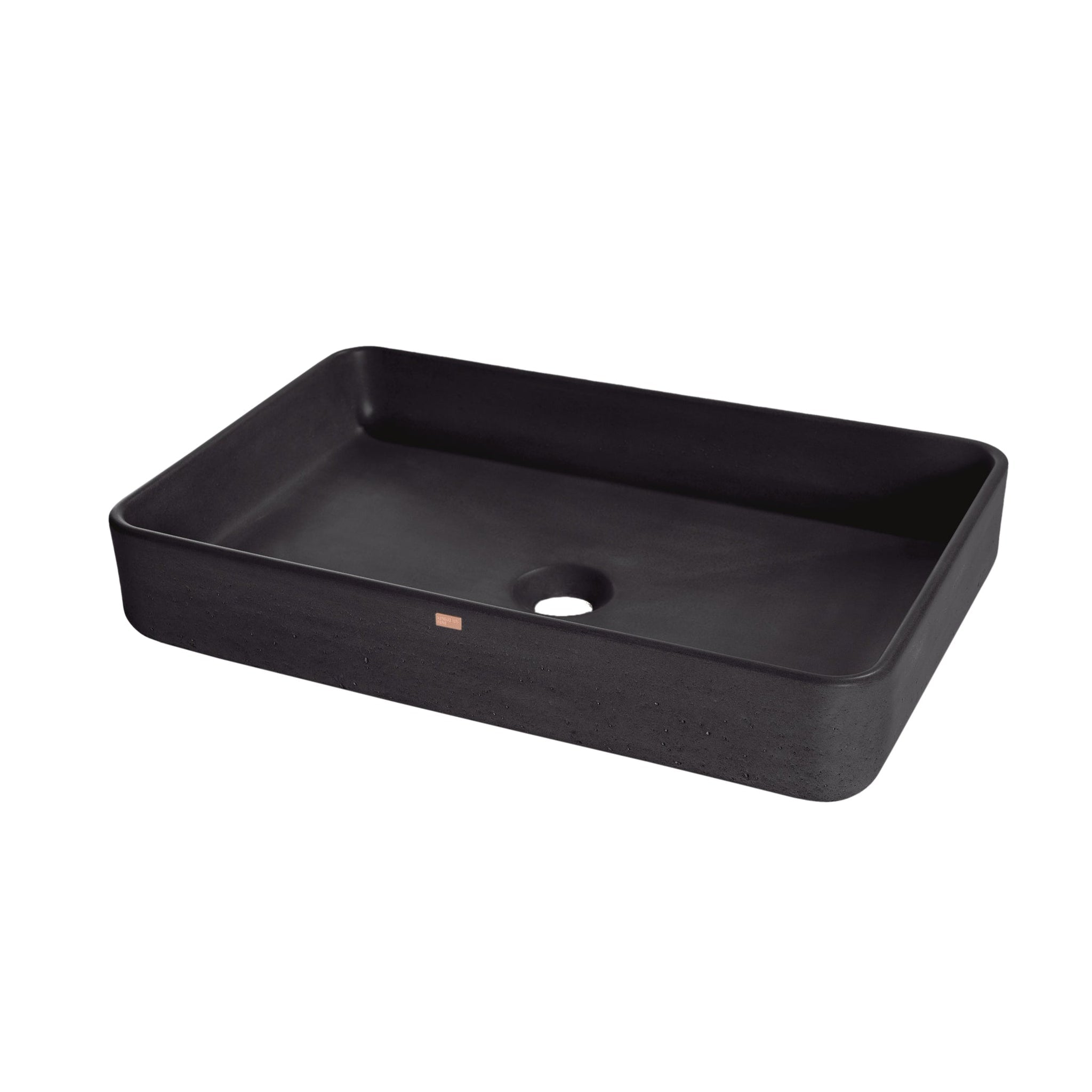 Konkretus Fladd05 22" Coal Black Top Mount Rectangular Vessel Concrete