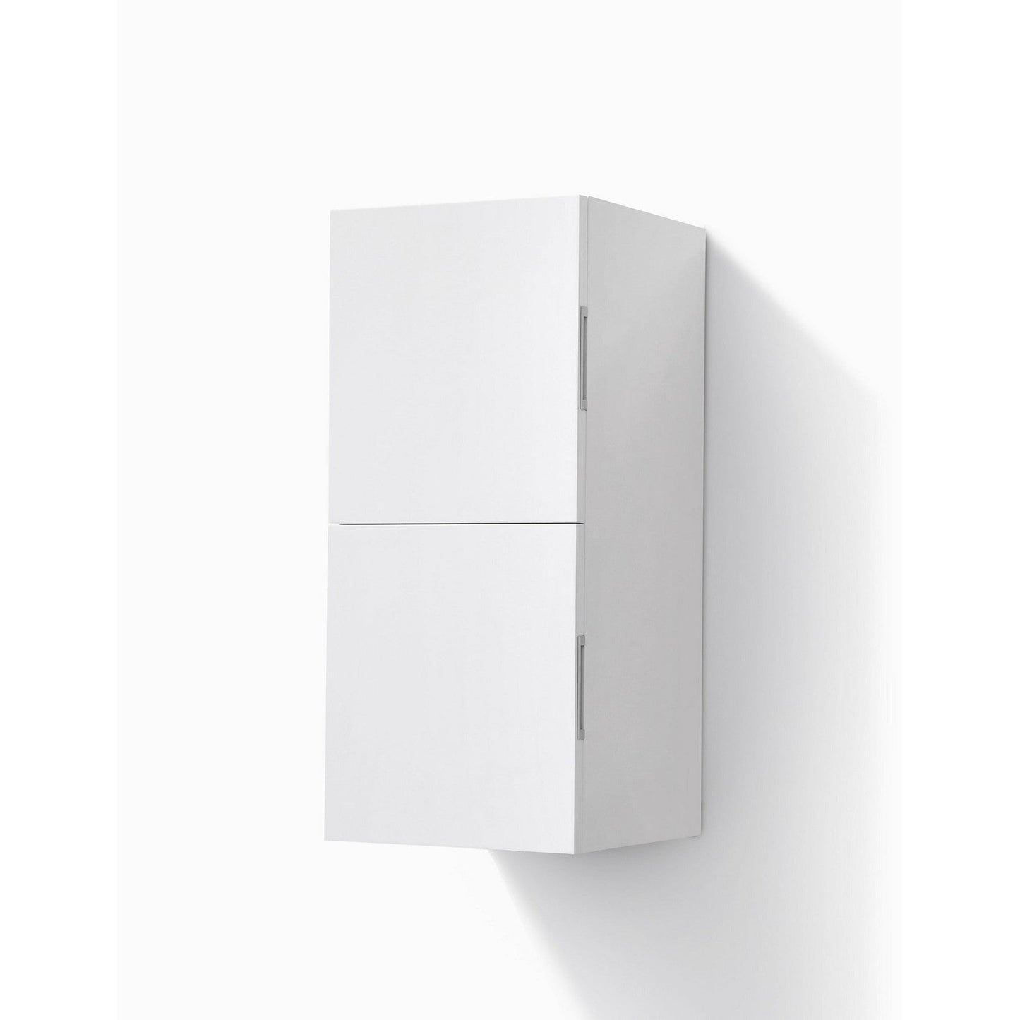 KubeBath Bliss 12"x 28" Gloss White Acrylic Veneer High Linen Side Cabinet With Two Storage Areas