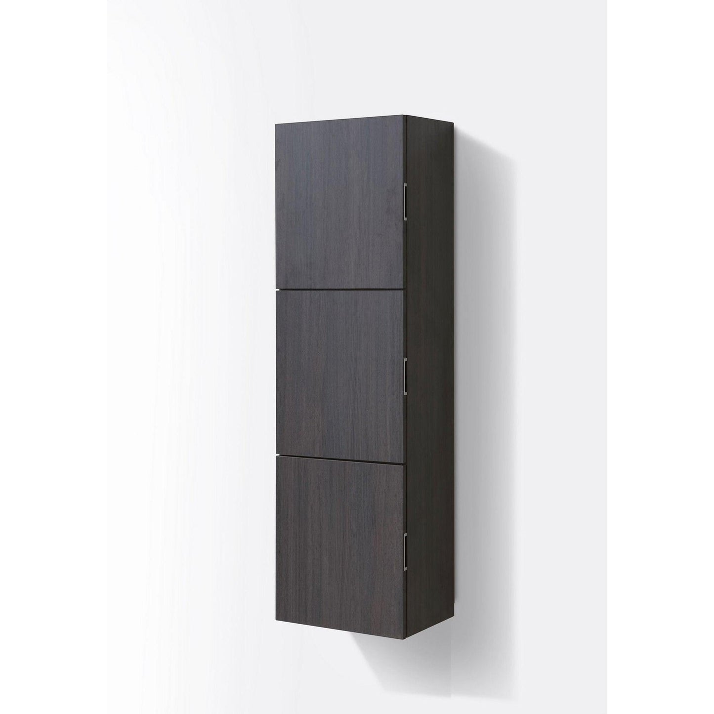 KubeBath Bliss 18"x 59" High Gloss Gray Oak Wood Veneer Linen Side Cabinet With Three Storage Areas
