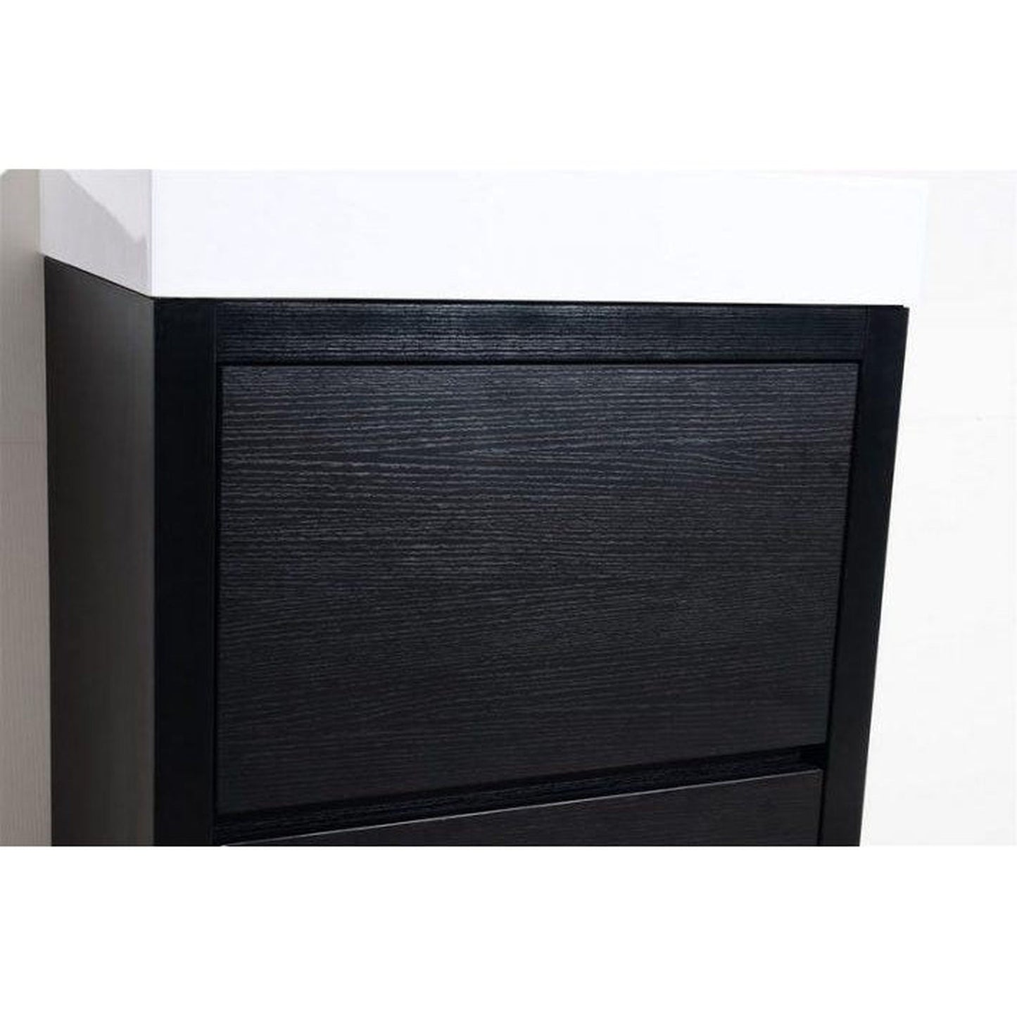 KubeBath Bliss 24" Black Freestanding Modern Bathroom Vanity With Single Integrated Acrylic Sink With Overflow