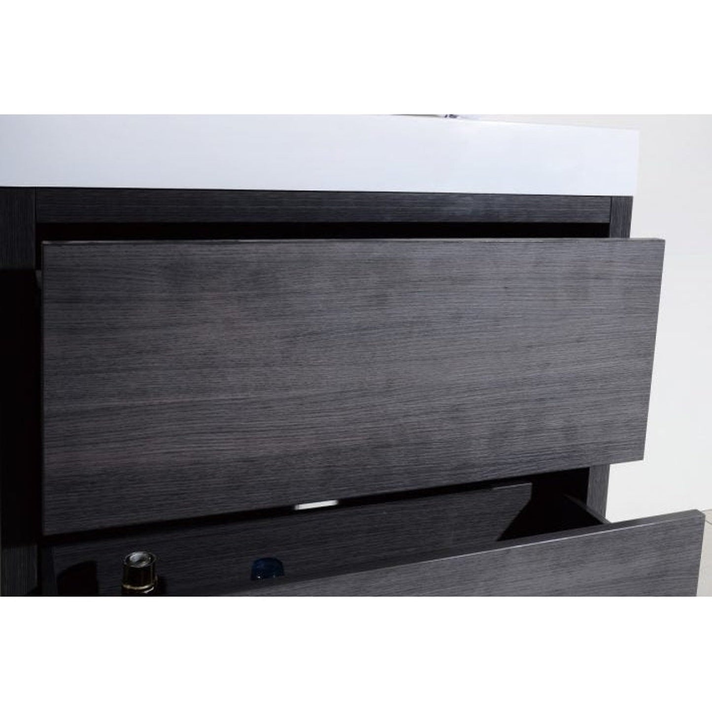 KubeBath Bliss 36" Gray Oak Freestanding Modern Bathroom Vanity With Single Integrated Acrylic Sink With Overflow