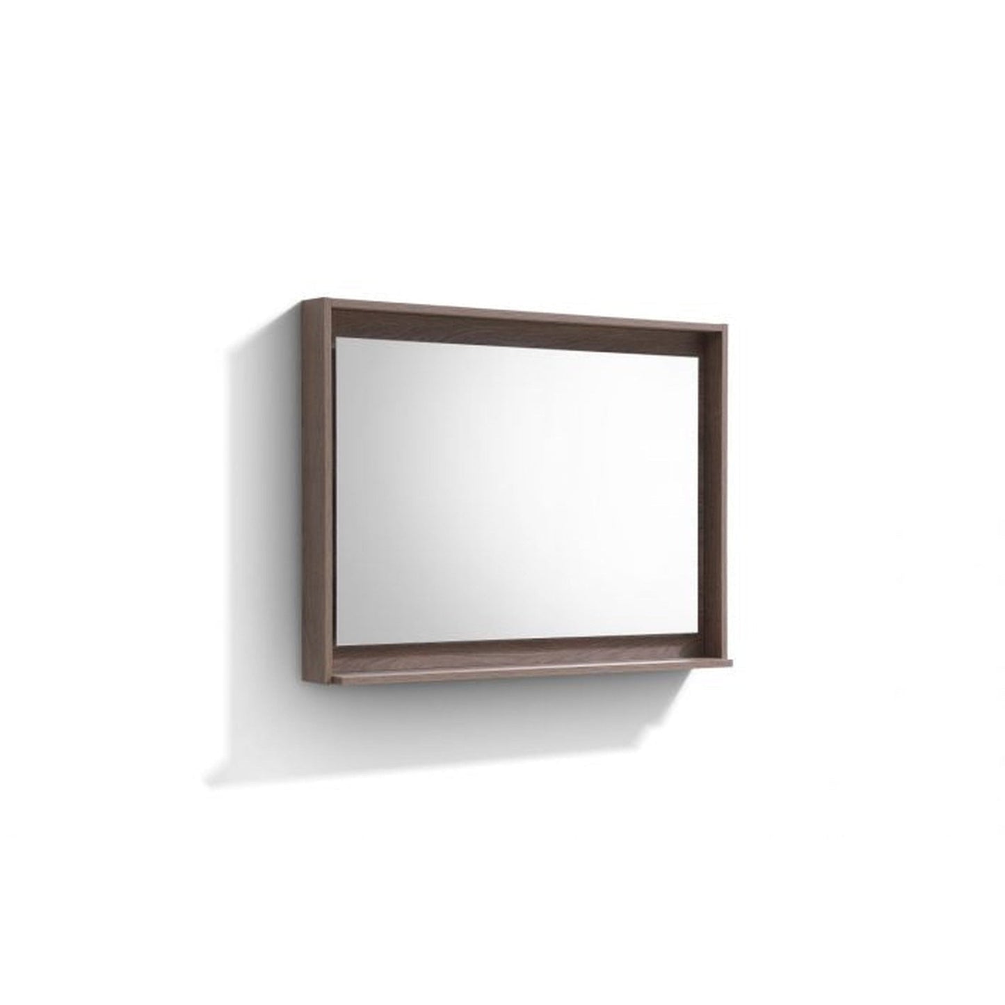 KubeBath Bliss 40" Butternut Freestanding Modern Bathroom Vanity With Single Integrated Acrylic Sink With Overflow and 40" Butternut Framed Mirror With Shelf