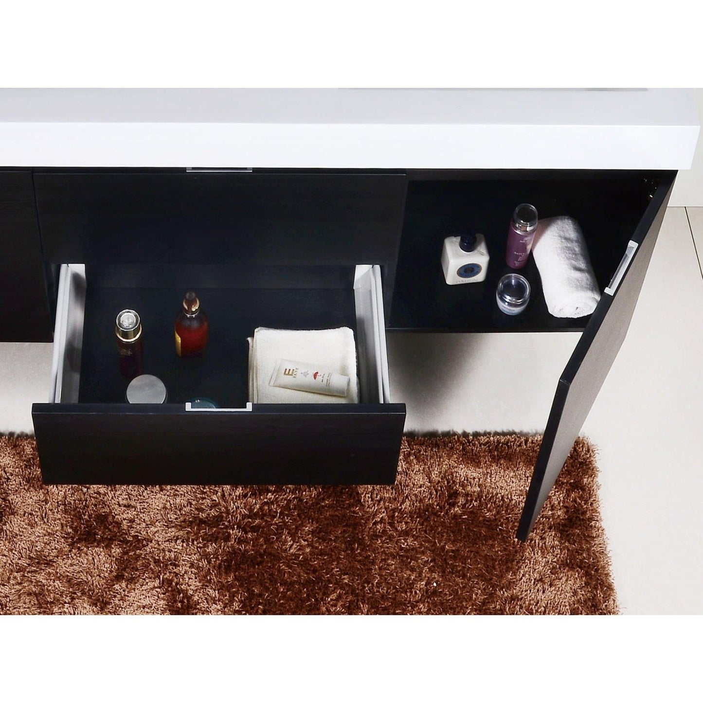 KubeBath Bliss 60" Black Wall-Mounted Modern Bathroom Vanity With Double Integrated Acrylic Sink With Overflow