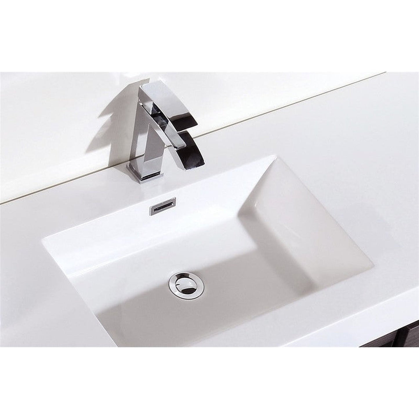 KubeBath Bliss 60" Gray Oak Wall-Mounted Modern Bathroom Vanity With Single Integrated Acrylic Sink With Overflow